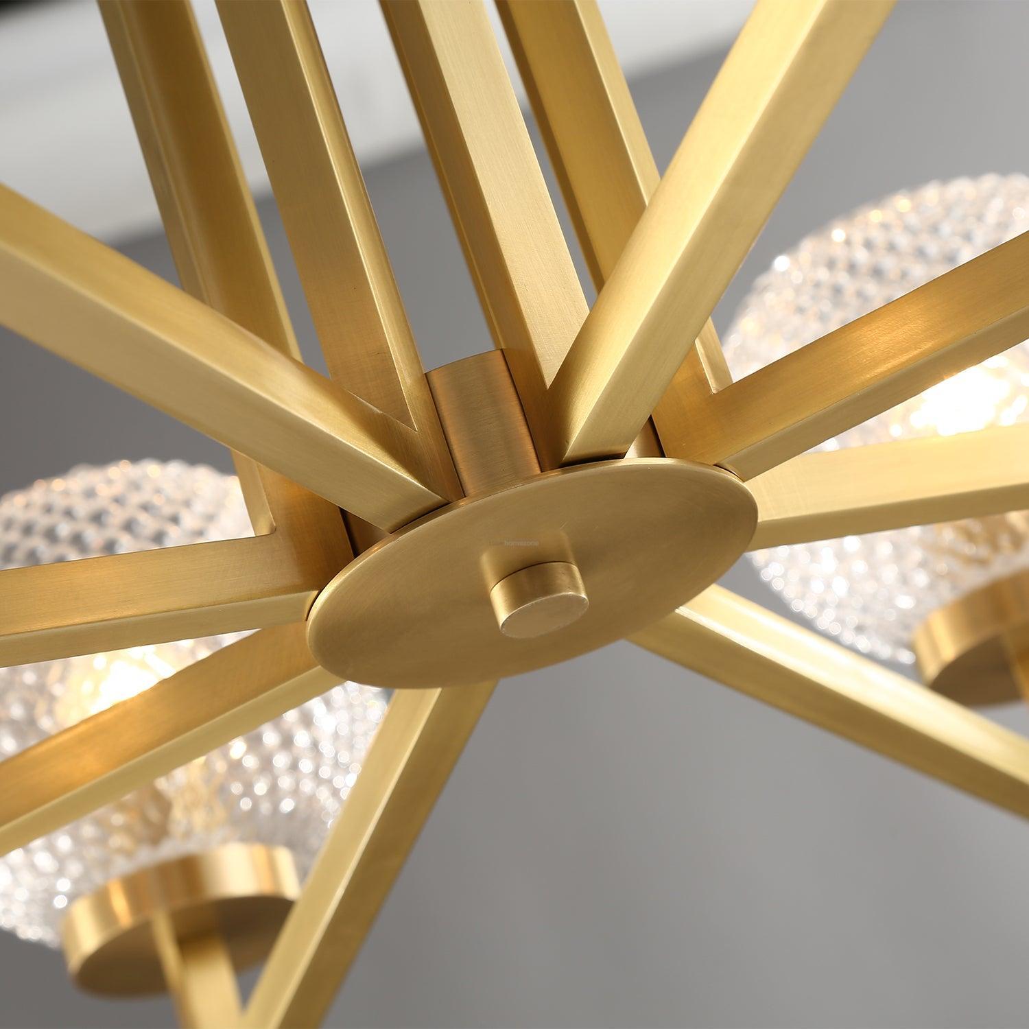 Ribbed Glass Brass Chandelier Φ 27.6″ - Cylinder-1-Luxehomezone