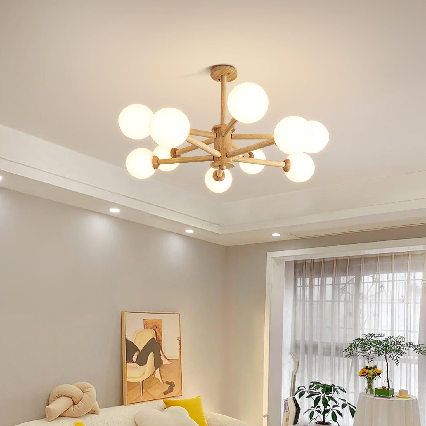 Kozan Wooden Chandelier with 6/8/10/12 heads - Frown-1-Luxehomezone