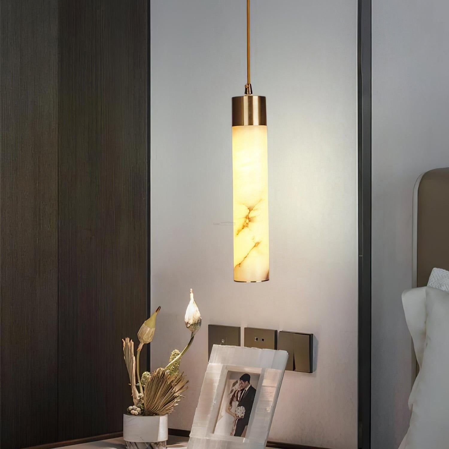 Tala Brass Alabaster Pendant Light - Alabaster, Alabaster Pendant-1-Luxehomezone
