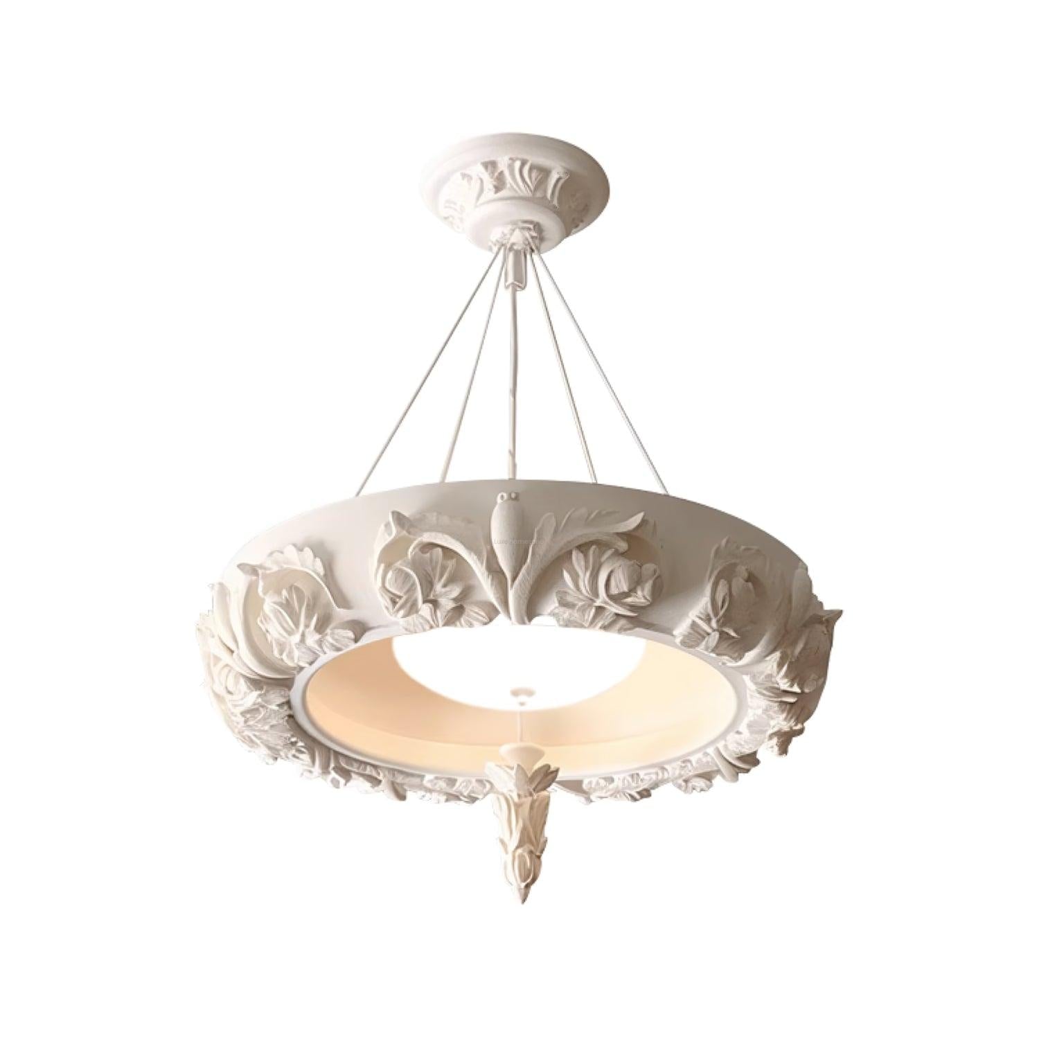 Artistic Carved Plaster Chandelier ∅ 23.6″~∅ 31.5″ - Alabaster-1-Luxehomezone