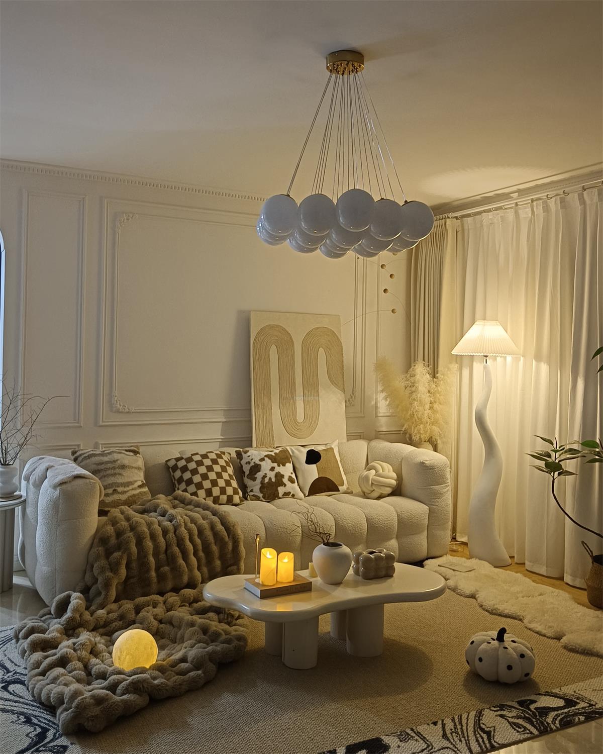 Twisted Pleated Floor Lamp ∅ 17.7″ - Fabric-1-Luxehomezone