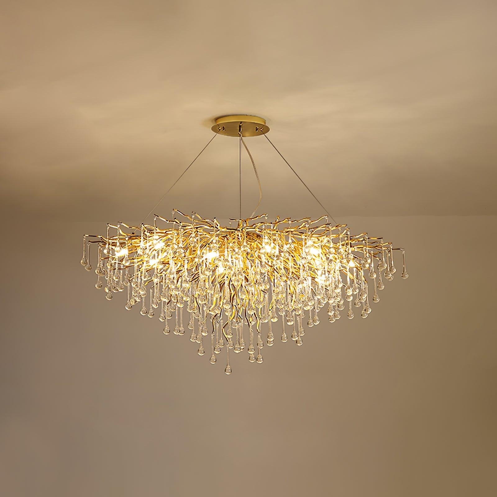 Teardrop Style Crystal Chandelier - Crystals, Gold & Clear crystal-1-Luxehomezone
