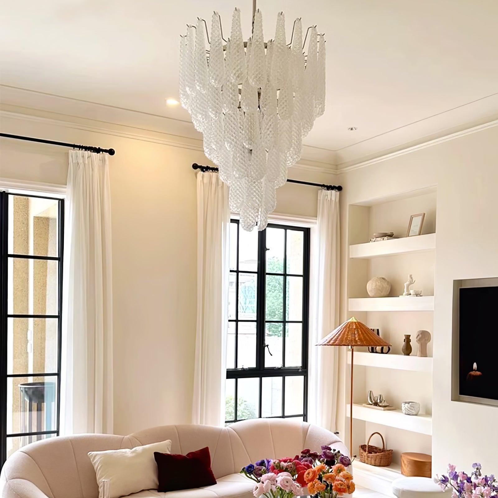 Grid Glass Style Waterfall Chandelier - Cylinder-1-Luxehomezone