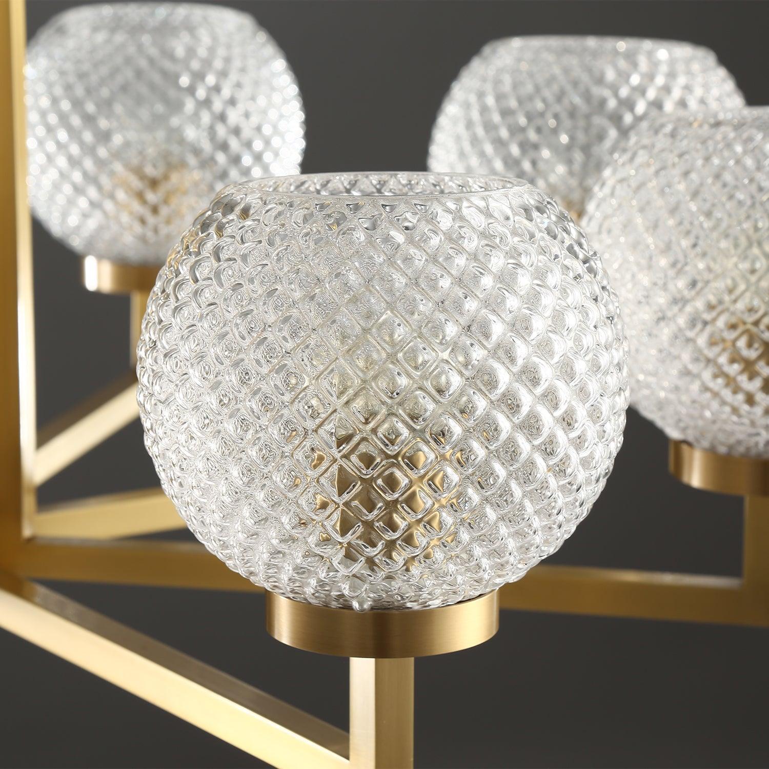 Ribbed Glass Brass Chandelier Φ 27.6″ - Cylinder-1-Luxehomezone