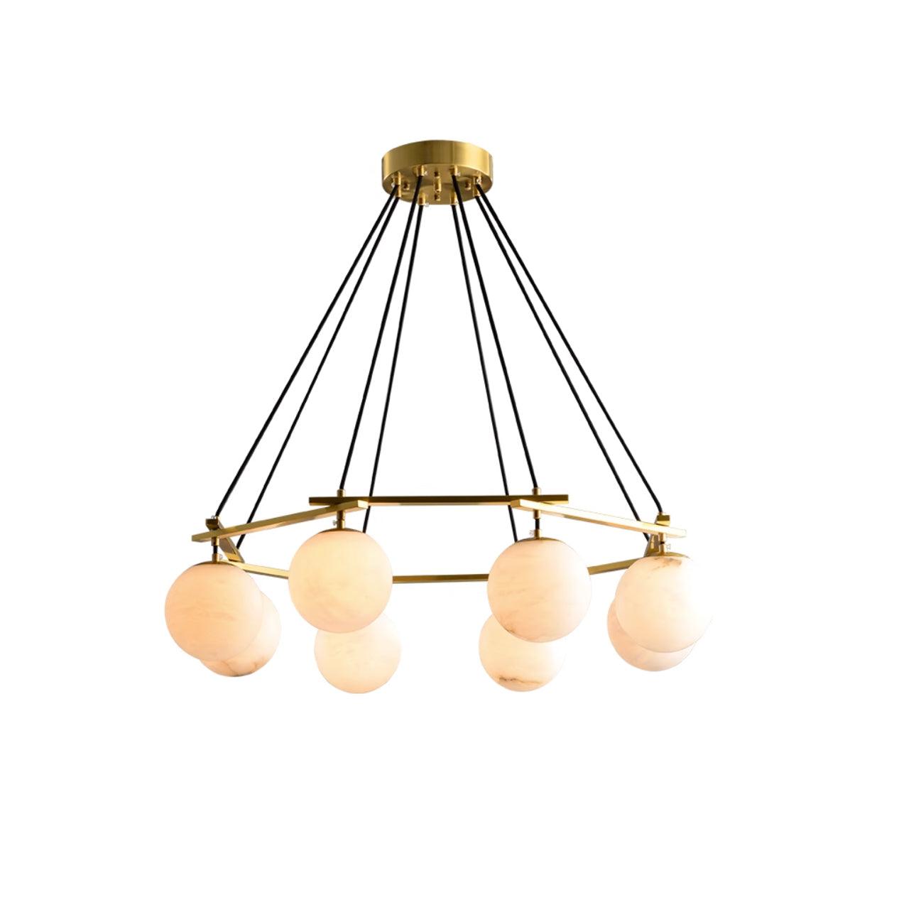 Alabaster Modern Round Ball Chandelier - Alabaster, Alabaster Chandelier, Alabaster lightings, Ball, Bedroom, brass, brass chandeliers, CCCC, Chandelier, Dining & Kitchen, Dining Room, foyer, Hotel, Living Room, metal, Modern, Round-1-Luxehomezone