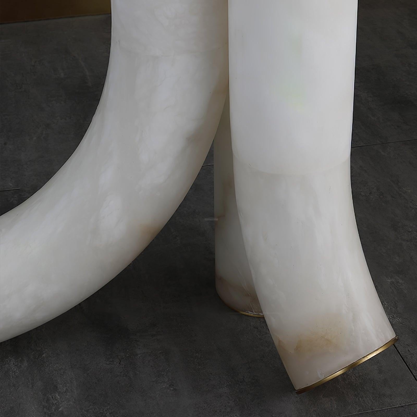 Piped Marble Floor Lamp  ∅ 17.7″ - Alabaster-1-Luxehomezone