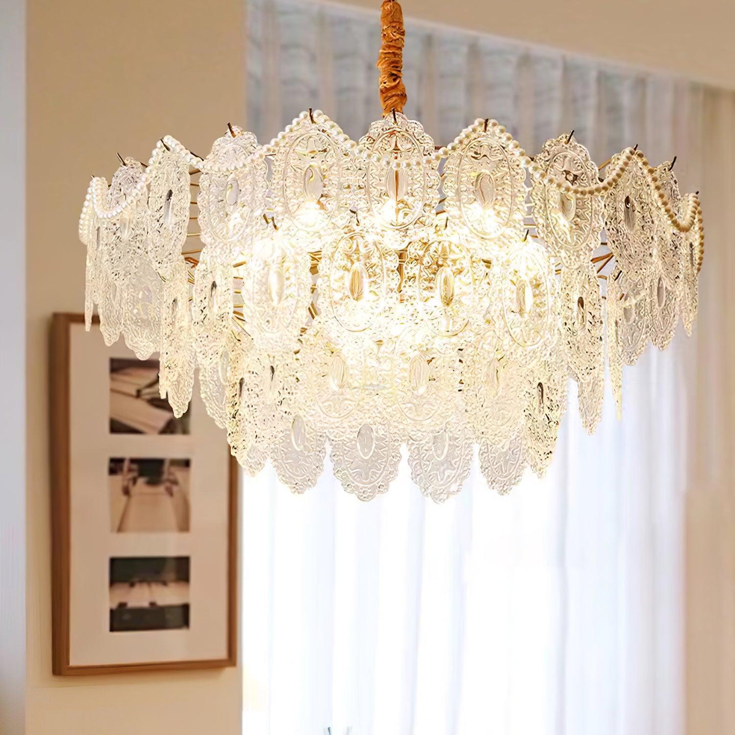 Wave Pearl Style Chandelier - Cylinder-1-Luxehomezone