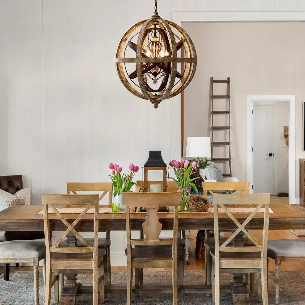 Retro Globe Weathered Chandelier Φ 11.8″ - Genteel-1-Luxehomezone