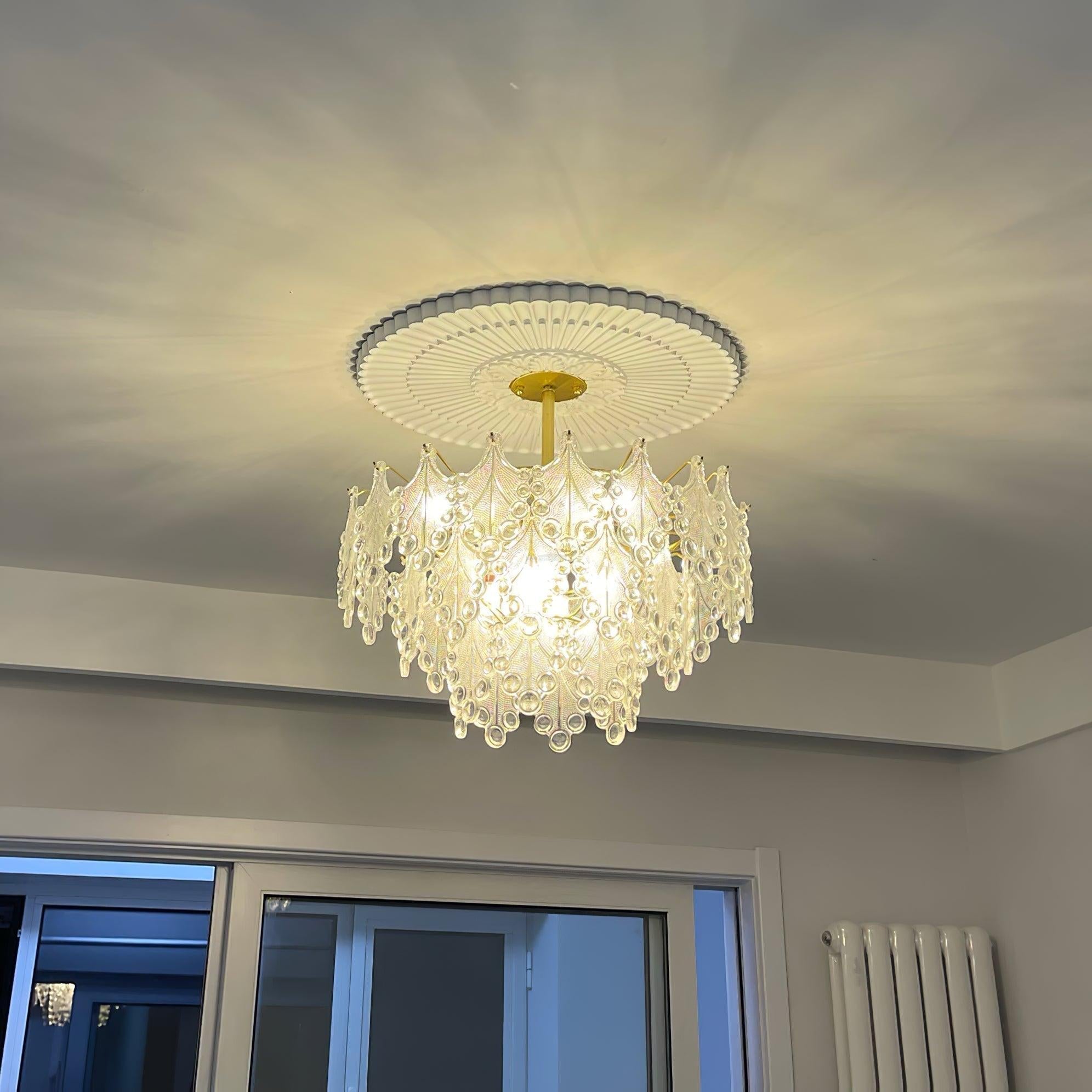 Tiered Carved Glass Chandelier Φ 15.7″ - Luxehomezone