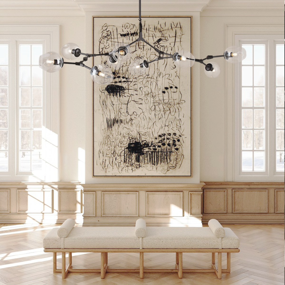 Metal Horizontal Globe Bubble Chandelier - Frown-1-Luxehomezone