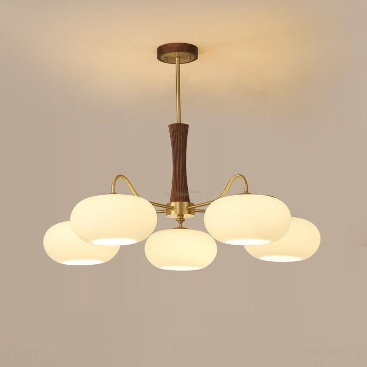 Brass Wooden Persimmon Ceiling Light For Living Room - Glass Chandelier, Persimmon, Semi Flush Mounts-1-Luxehomezone