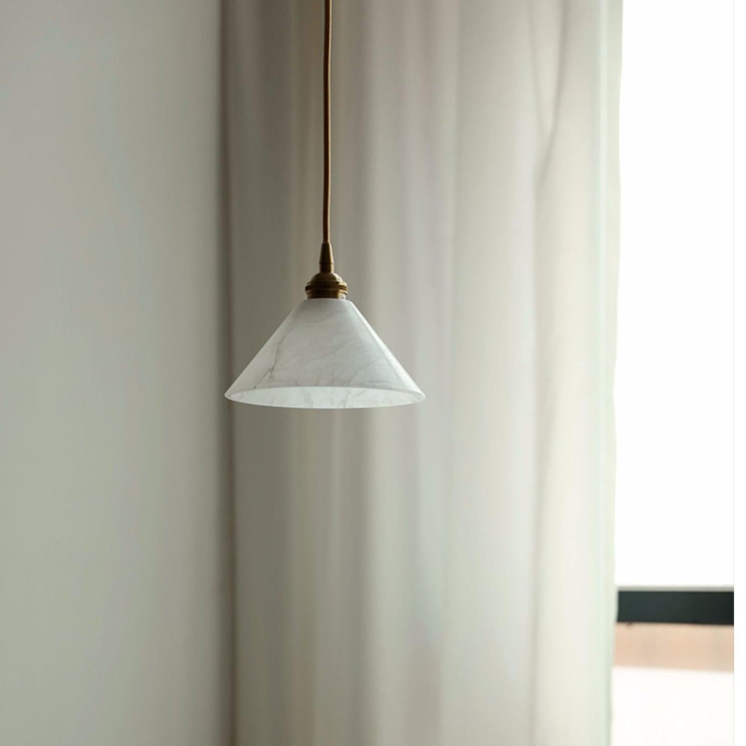 Conical Alabaster Brass Pendant Light - Alabaster, Alabaster Pendant-1-Luxehomezone