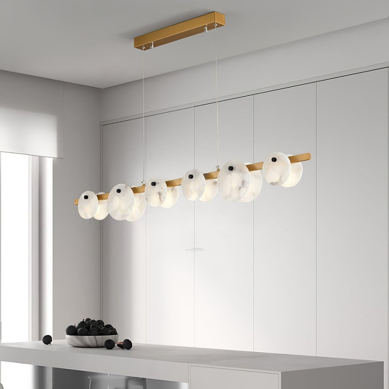 Trinidad Linear Dining Room  Alabaster Chandelier - Alabaster, Alabaster Chandelier-1-Luxehomezone