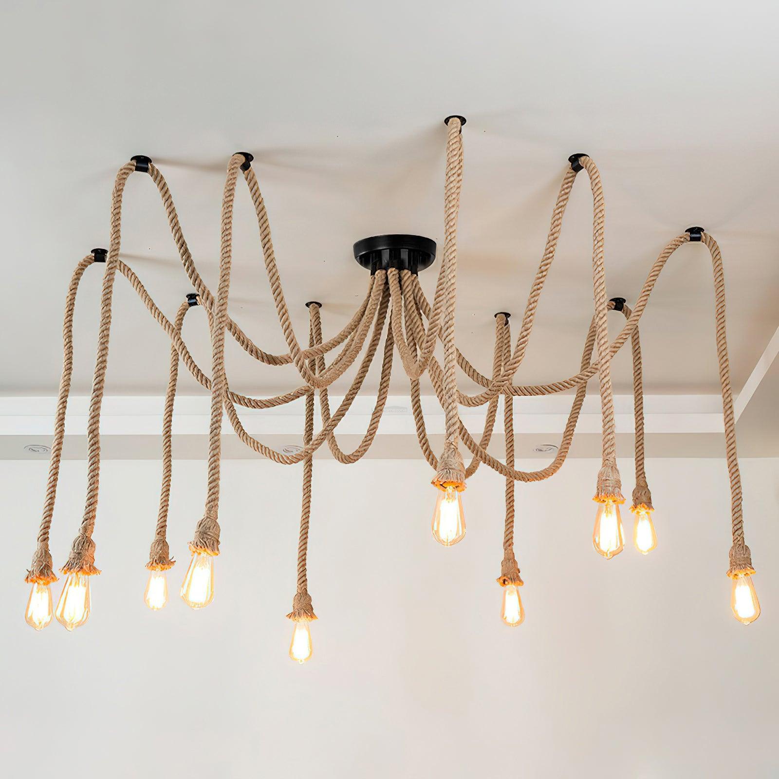 Hemp Rope Scattered Flower Chandelier ∅ 59.1″ - Luxehomezone