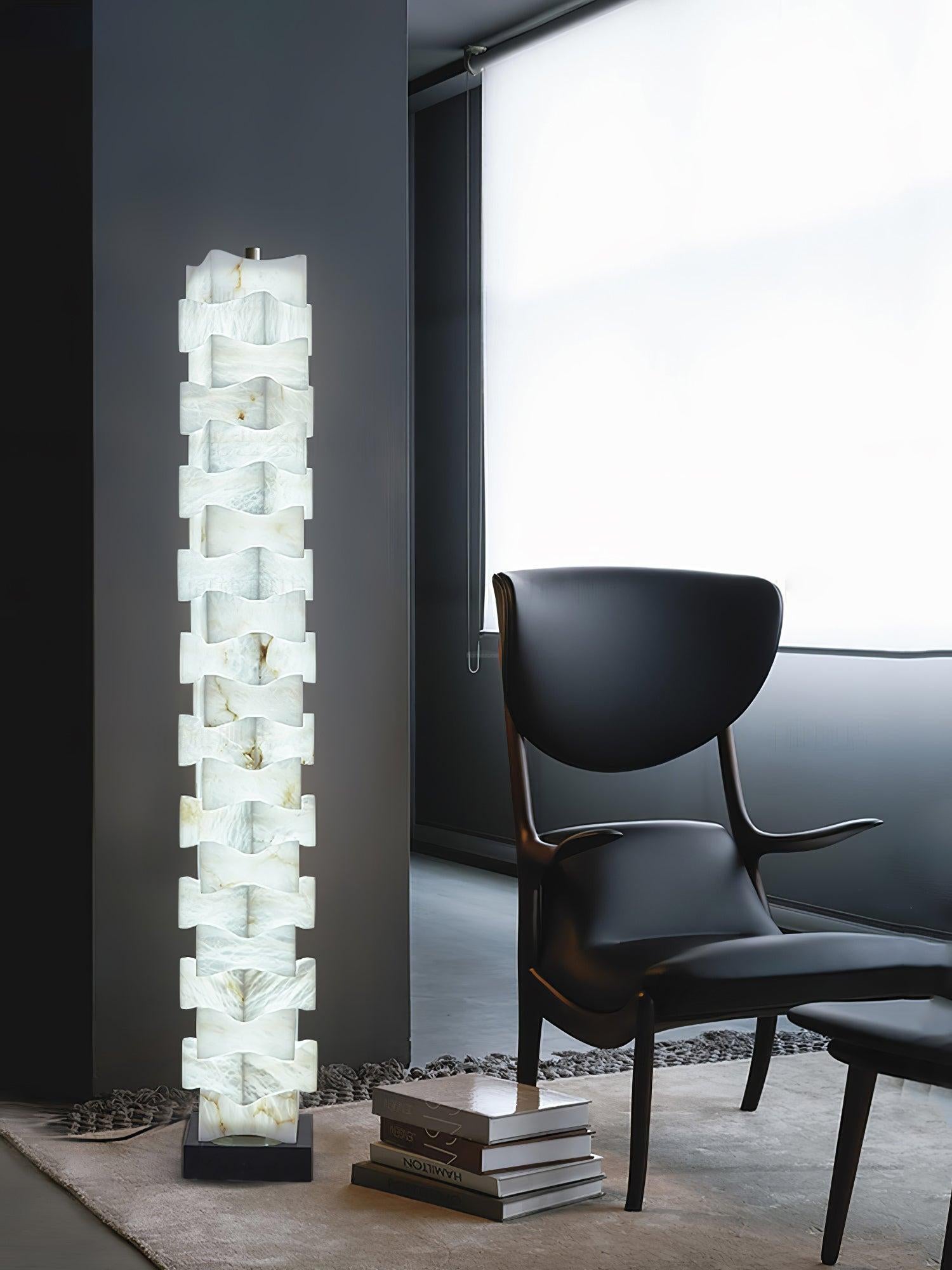 Stacked Alabaster Squares Floor Lamp - Alabaster-1-Luxehomezone