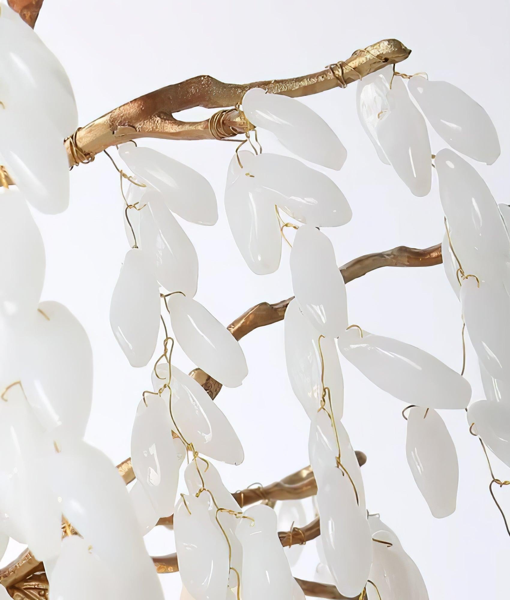 White Jade Branch Brass Round Chandelier - Branch-1-Luxehomezone
