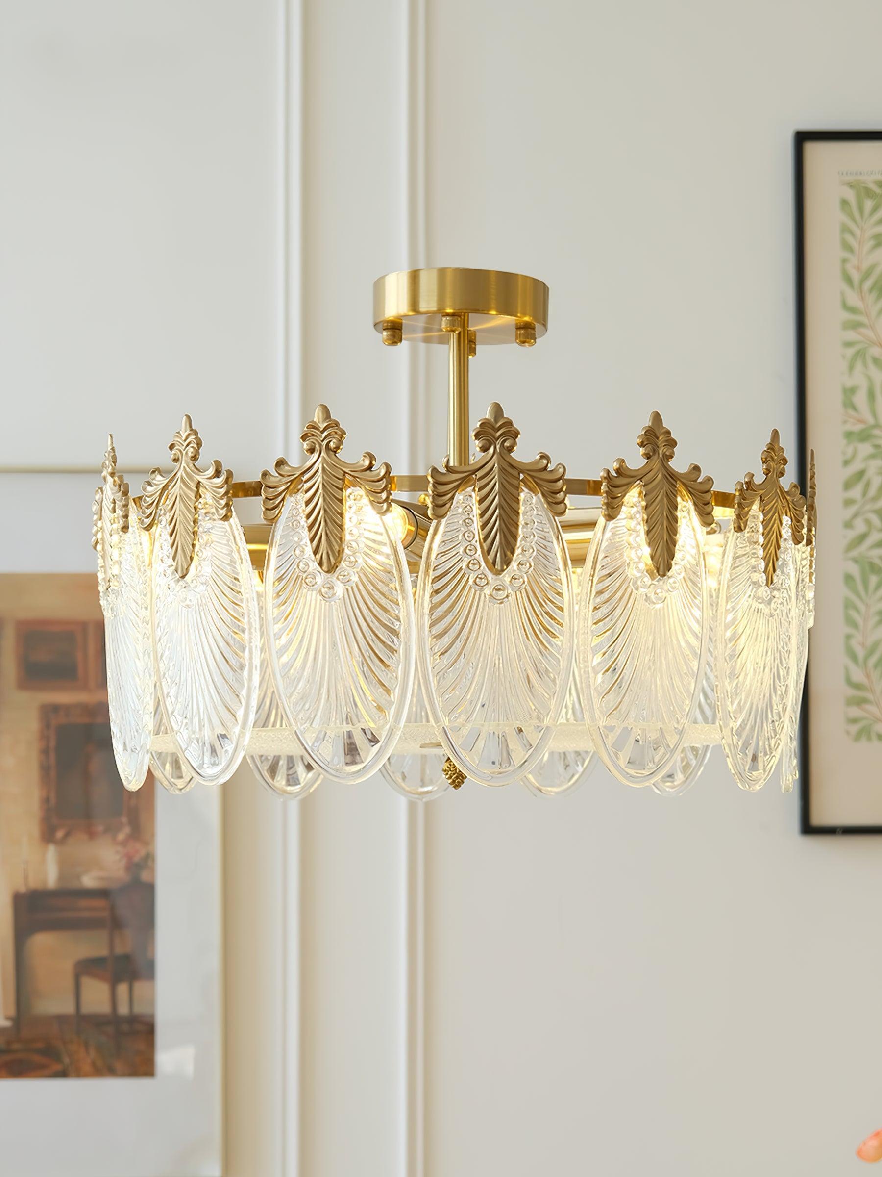 Decorative Pattern Glass Round Chandelier with 5/6/8 heads - Cylinder-1-Luxehomezone