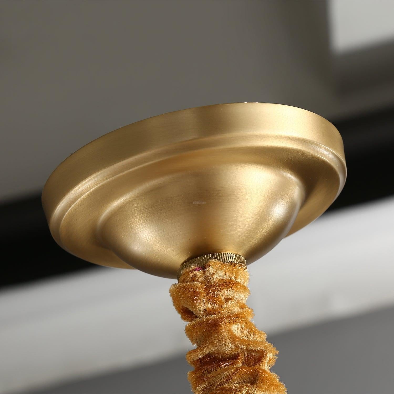 Ribbed Glass Brass Chandelier Φ 27.6″ - Cylinder-1-Luxehomezone