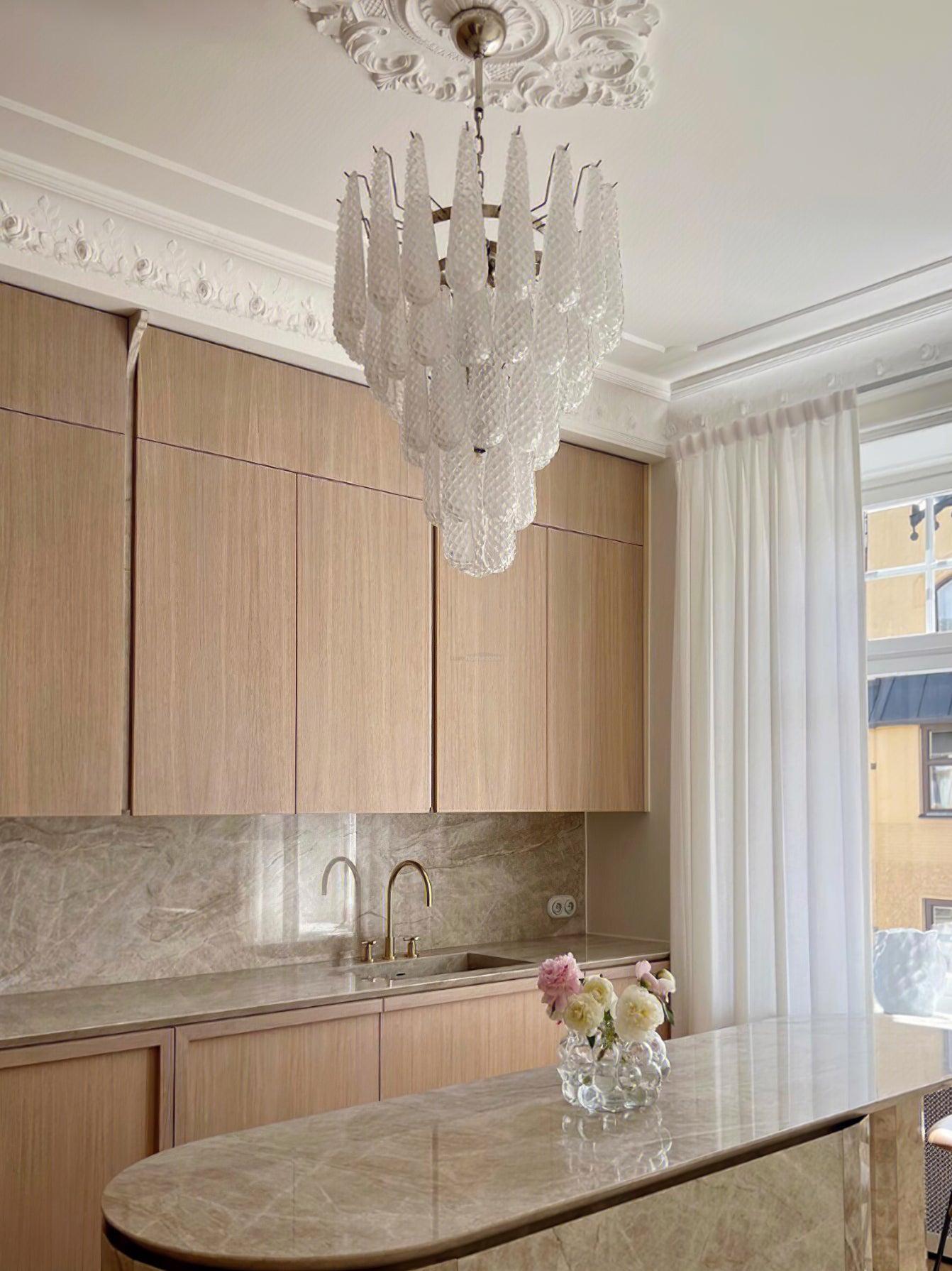 Grid Glass Style Waterfall Chandelier - Cylinder-1-Luxehomezone