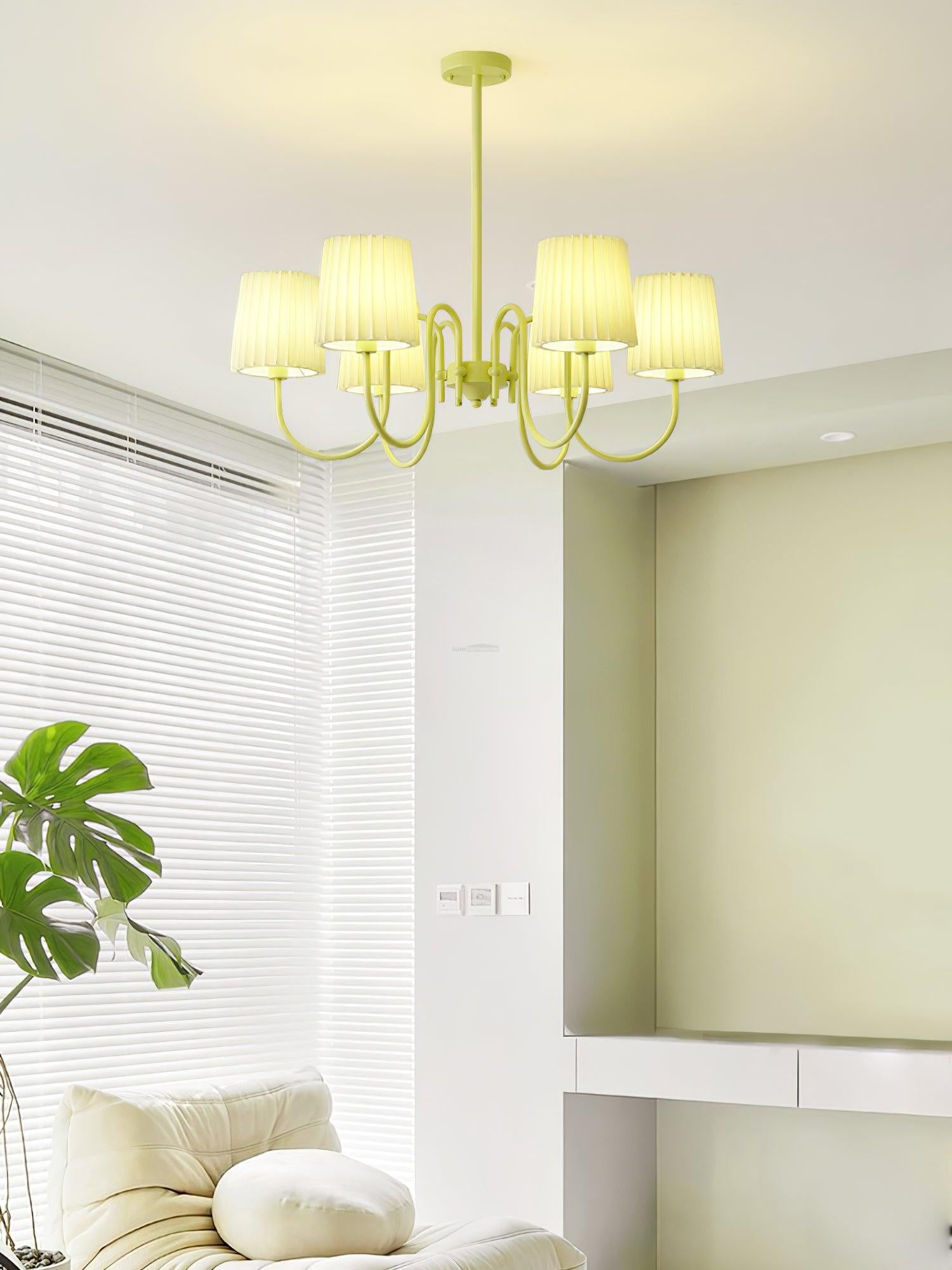 Pleated Fabric Matcha Chandelier with 4/5/6/8 heads - Variety-1-Luxehomezone