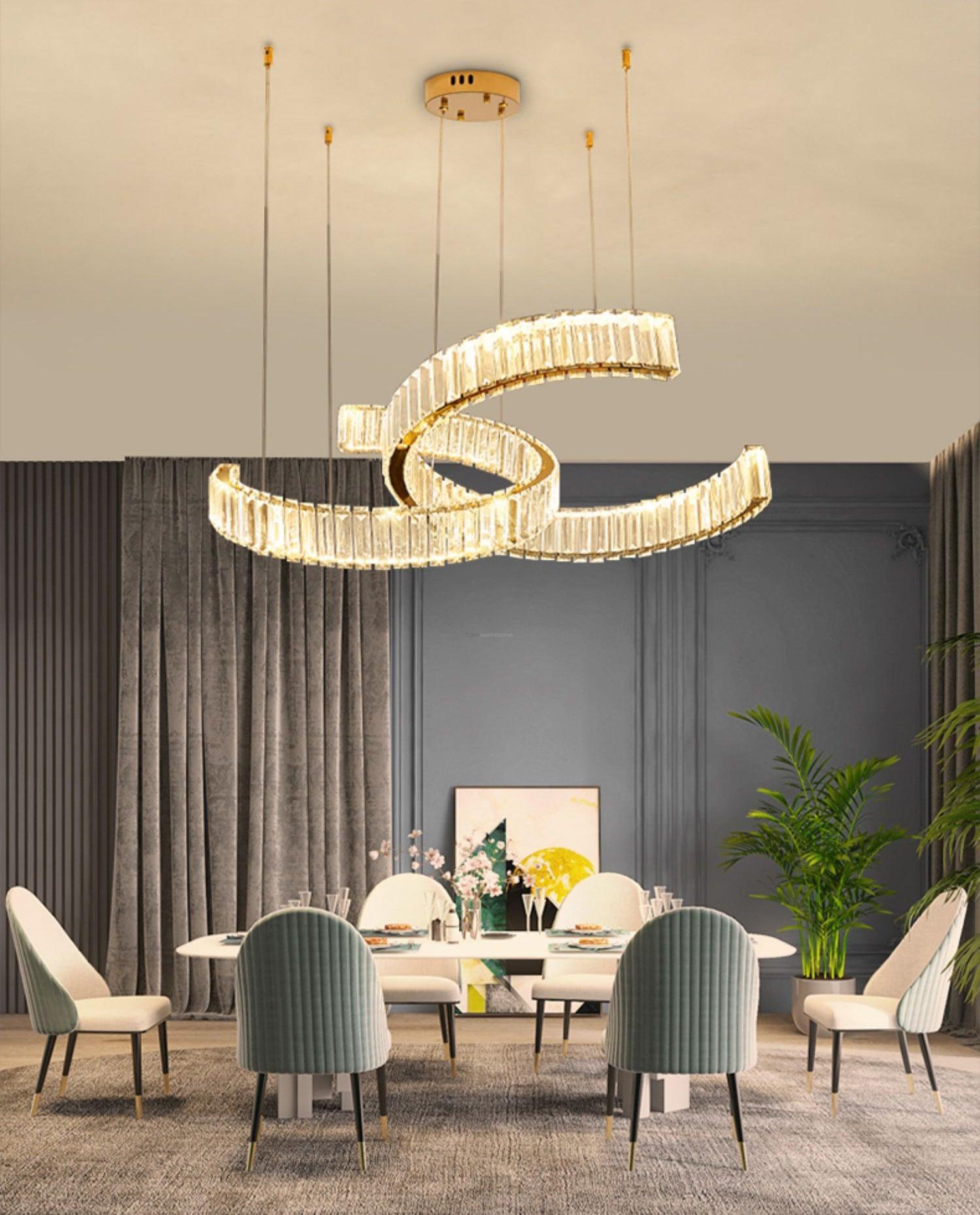 Vortex Double Circular Chandelier - Crystals, Straps-1-Luxehomezone