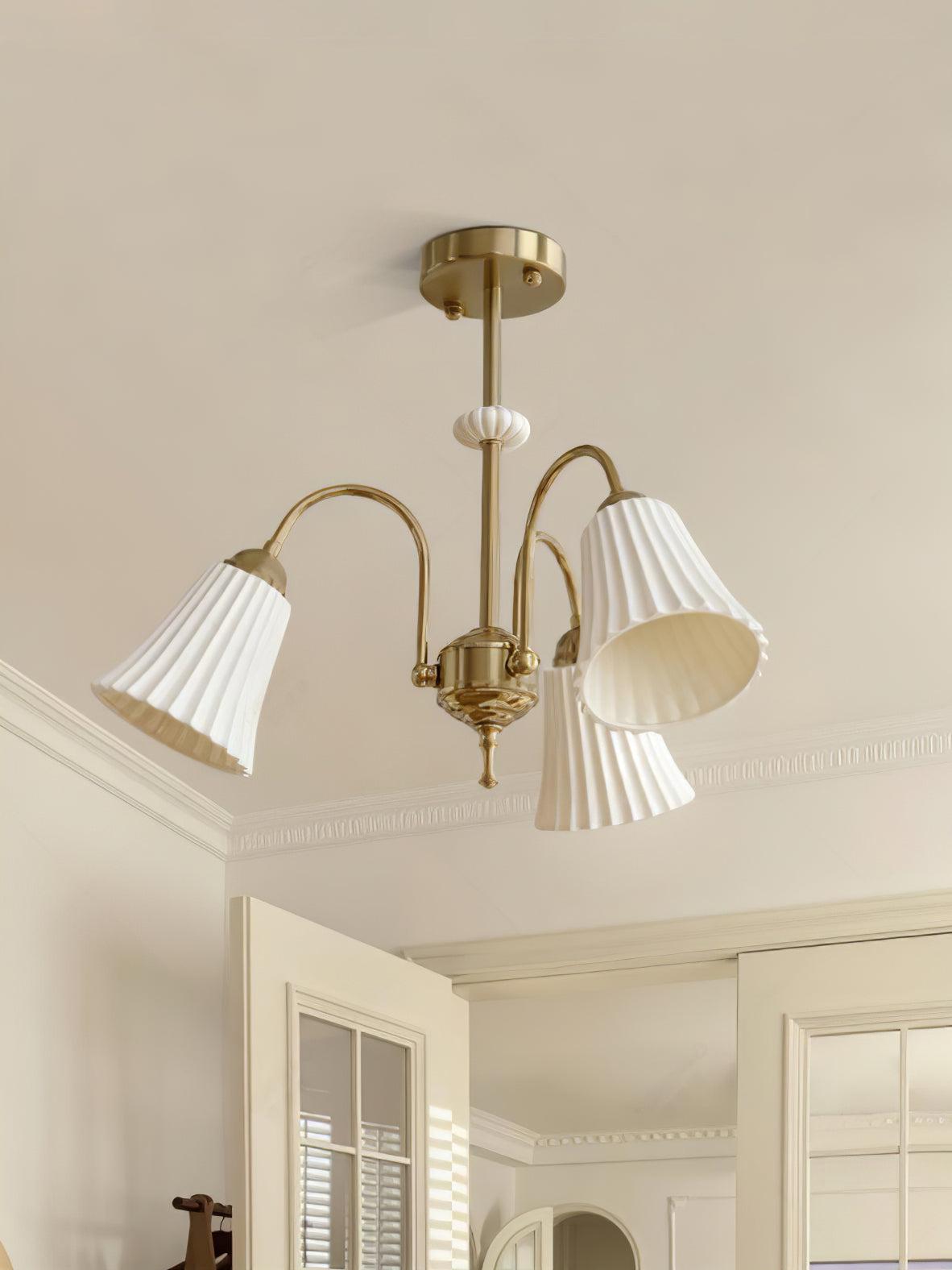 Medieval Ceramic Trumpet Chandelier with 3/5/8 lamps - Flower Ceramic-1-Luxehomezone