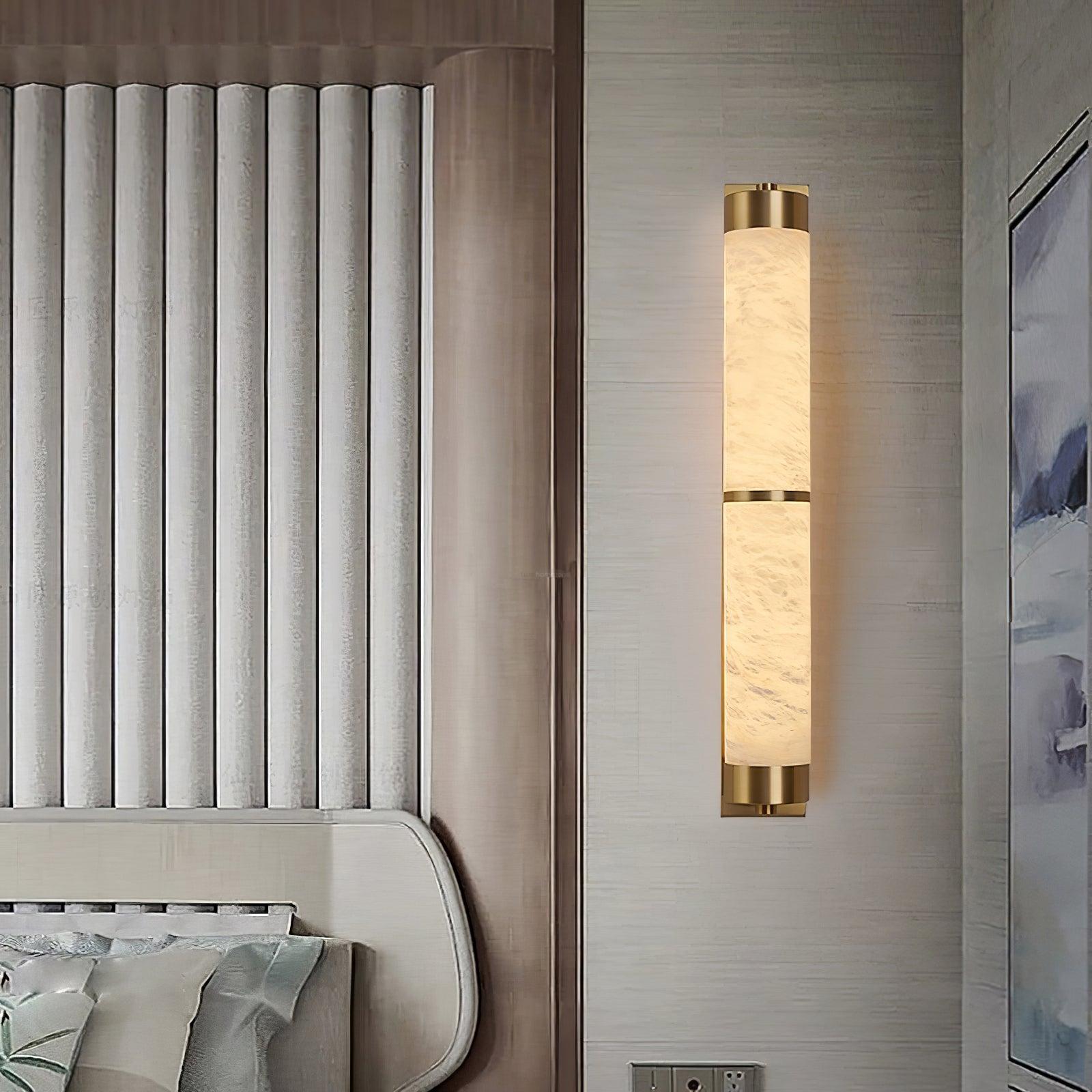 Cylindra Alabaster Brass Wall Sconce - Alabaster, Alabaster Wall Lamp-1-Luxehomezone