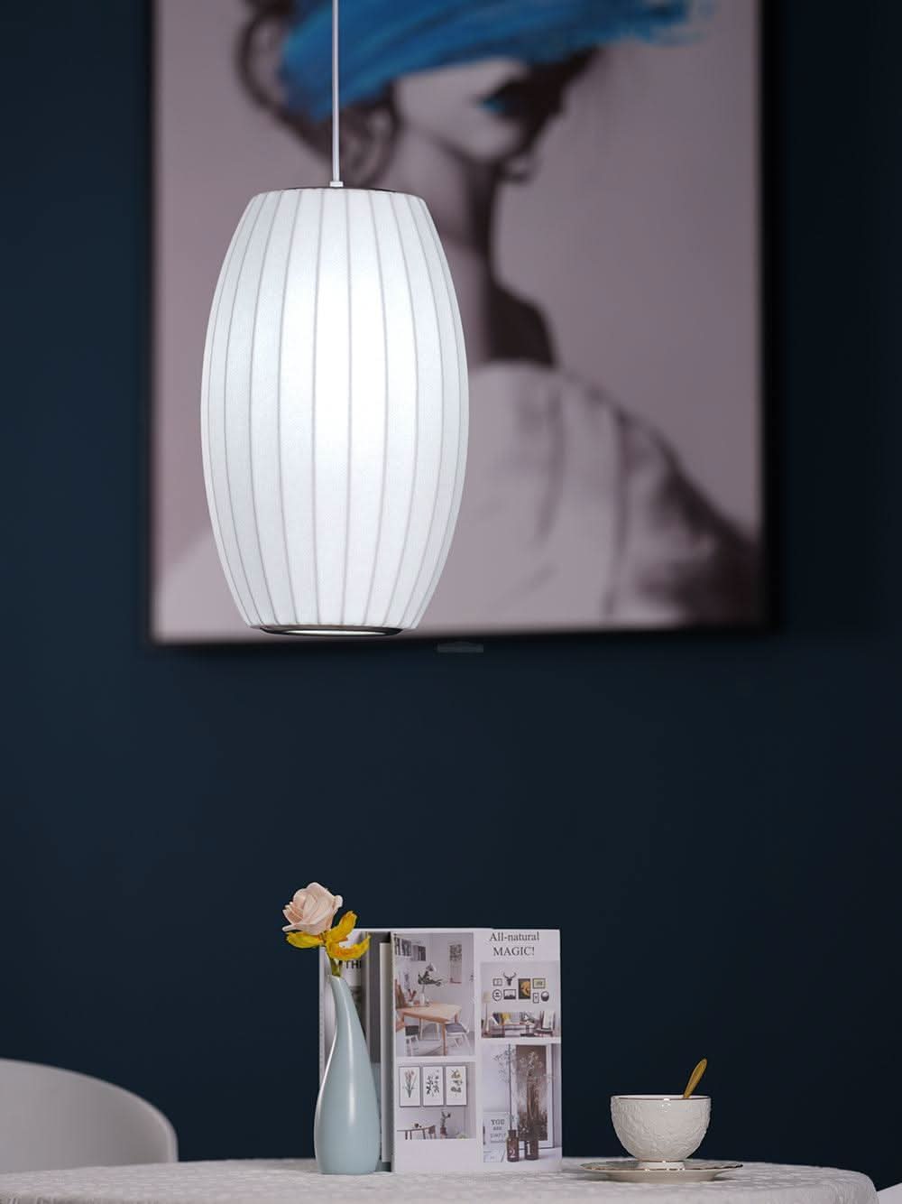 Bubble Pendant Light with Artificial Silk Lampshade - Luxehomezone