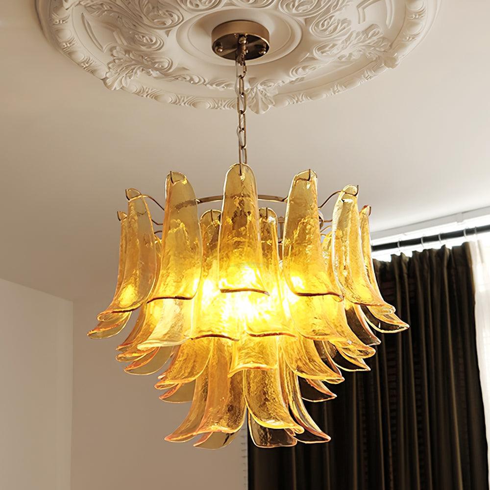 Glass Leaf Cascade Chandelier with 3/4 layer - Luxehomezone