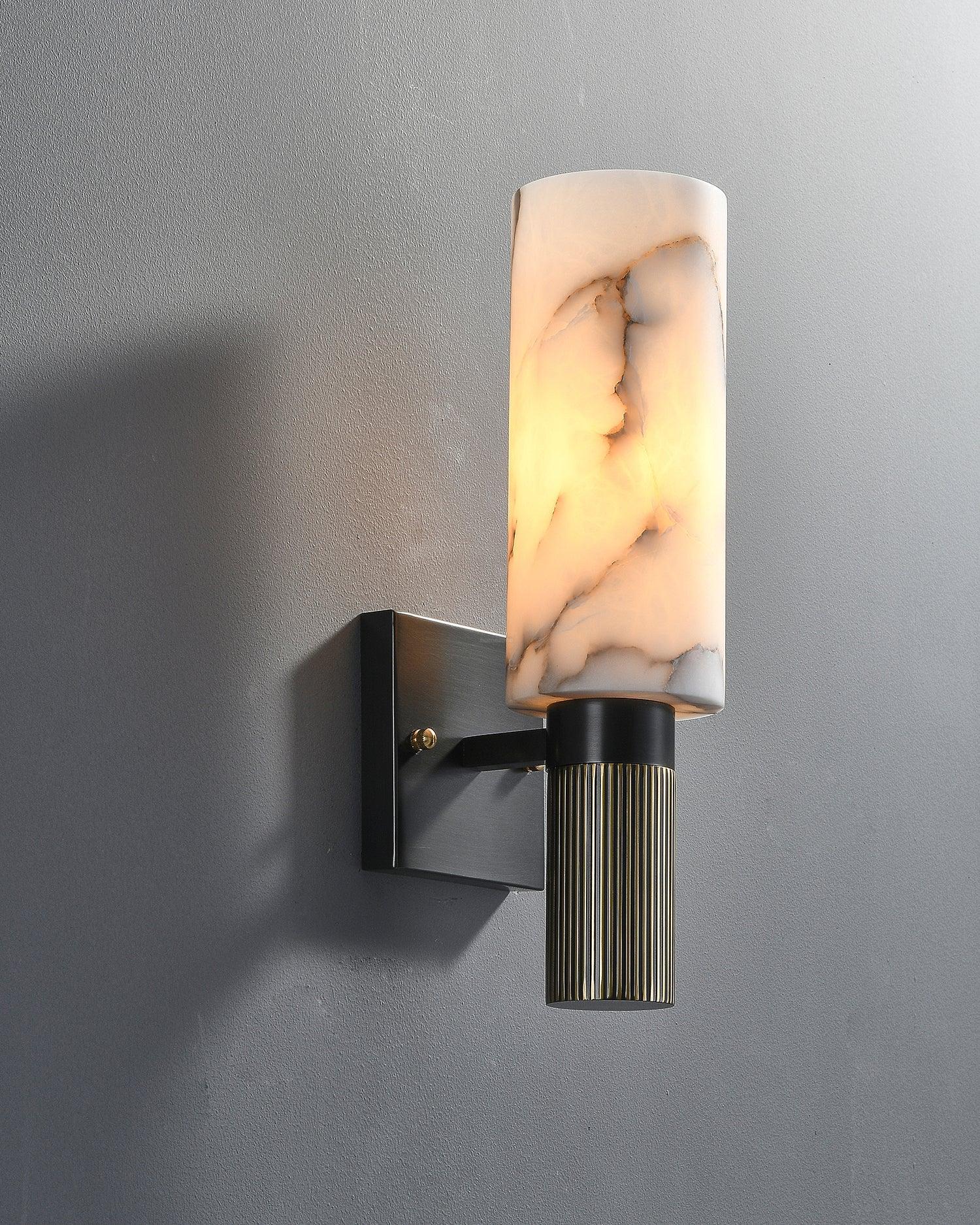 Torch Marble Walll Sconce - Alabaster, Alabaster Wall Lamp-1-Luxehomezone