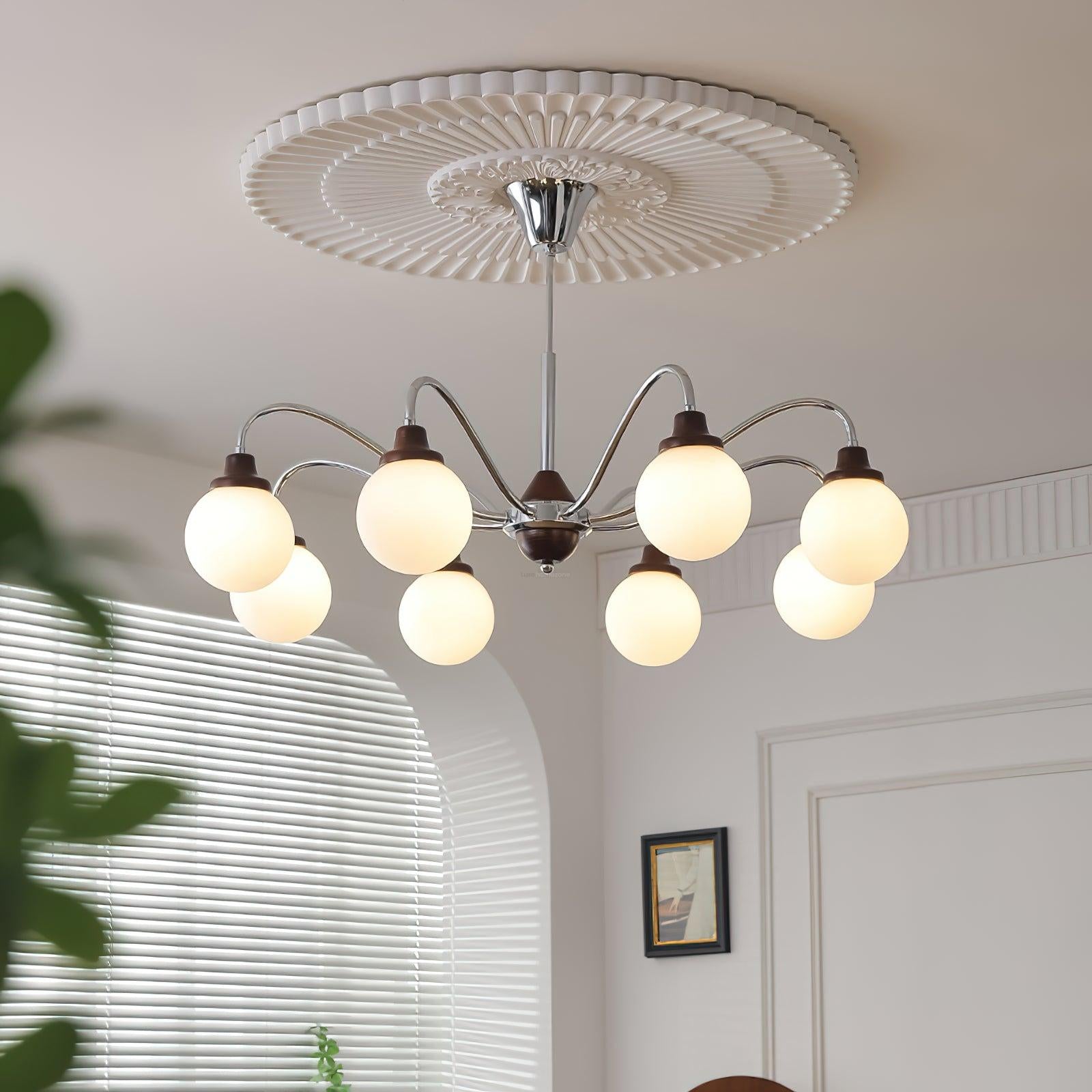 Solid Wood Magic Bean Chandelier with 4/6/8 heads - Bend, Marshmallow Chandelier-1-Luxehomezone