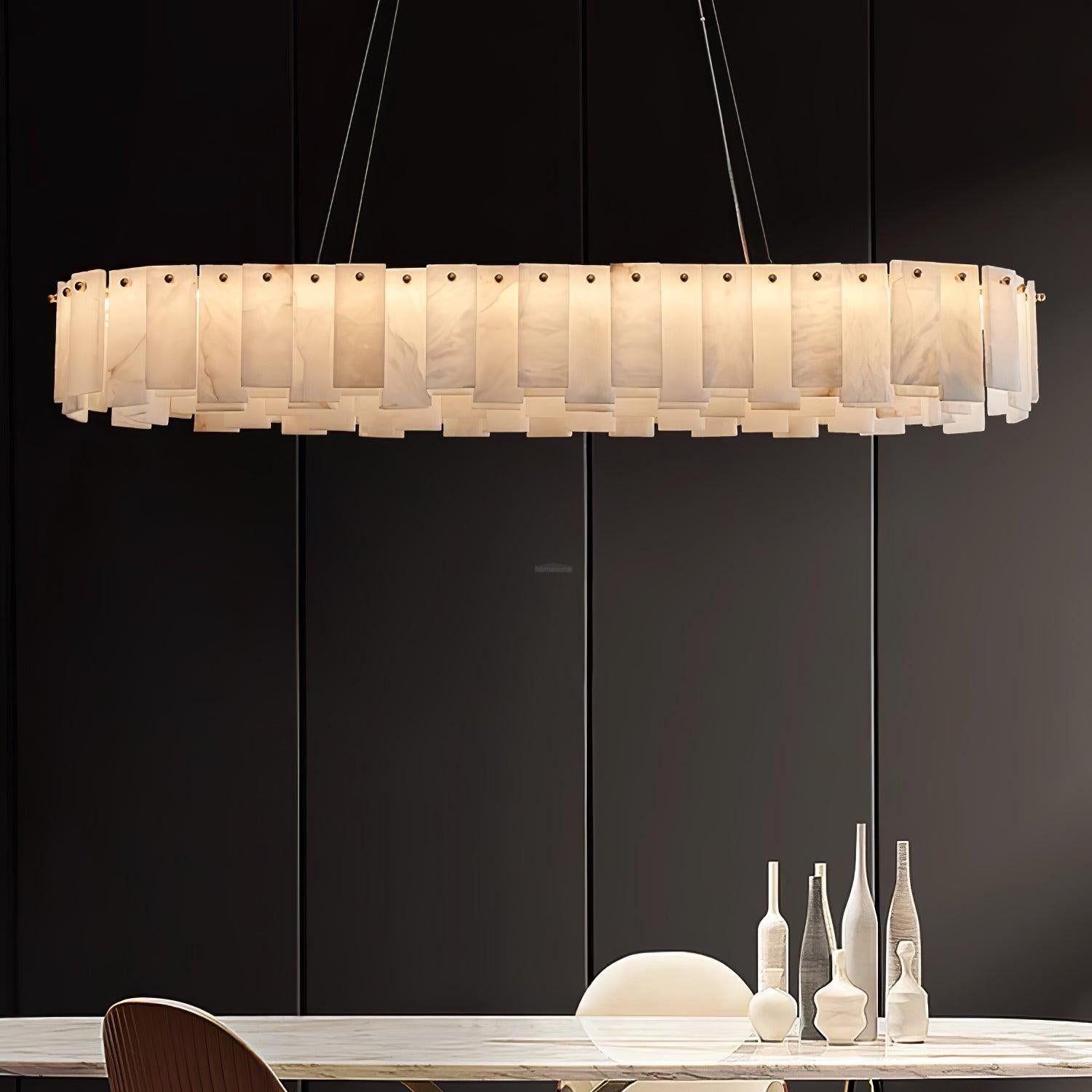 Celestial Alabaster Round/Square Chandelier - Alabaster, Alabaster Chandelier-1-Luxehomezone