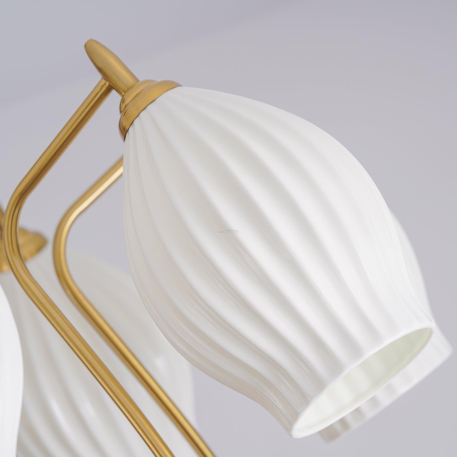 Ceramic Ribbed Chandelier with 4/6/8 heads - Flower Ceramic-1-Luxehomezone