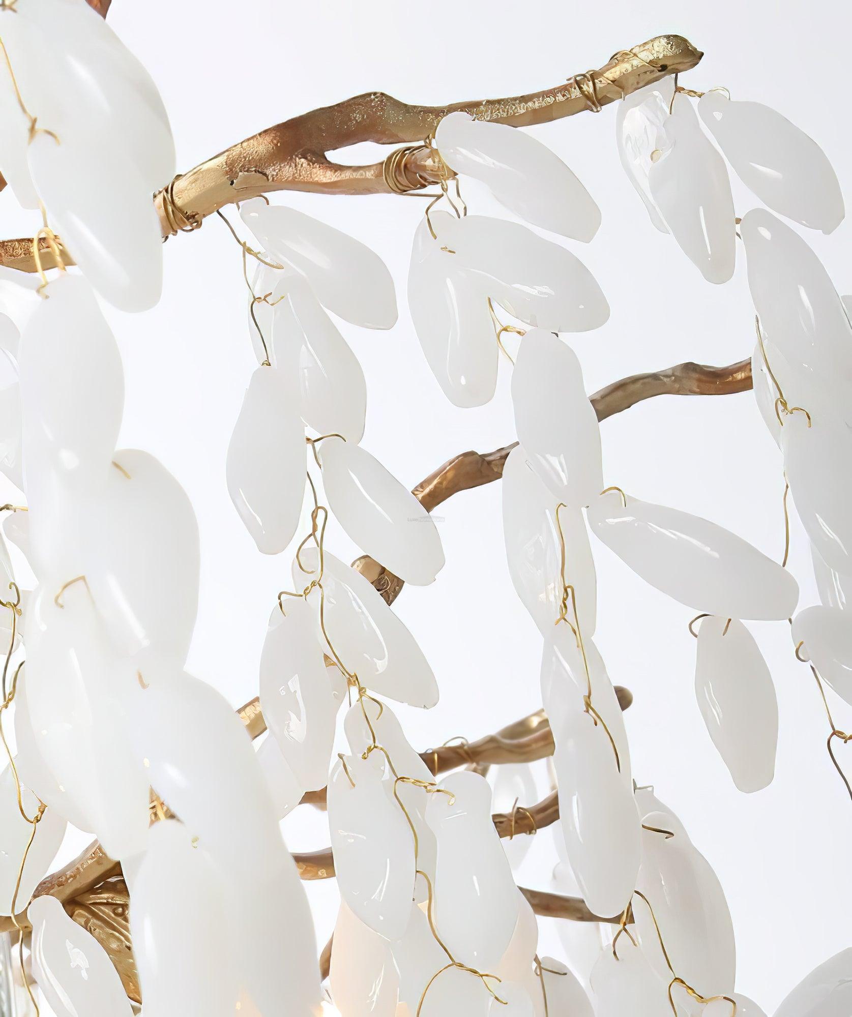 White Jade Branch Brass Round Chandelier - Branch-1-Luxehomezone
