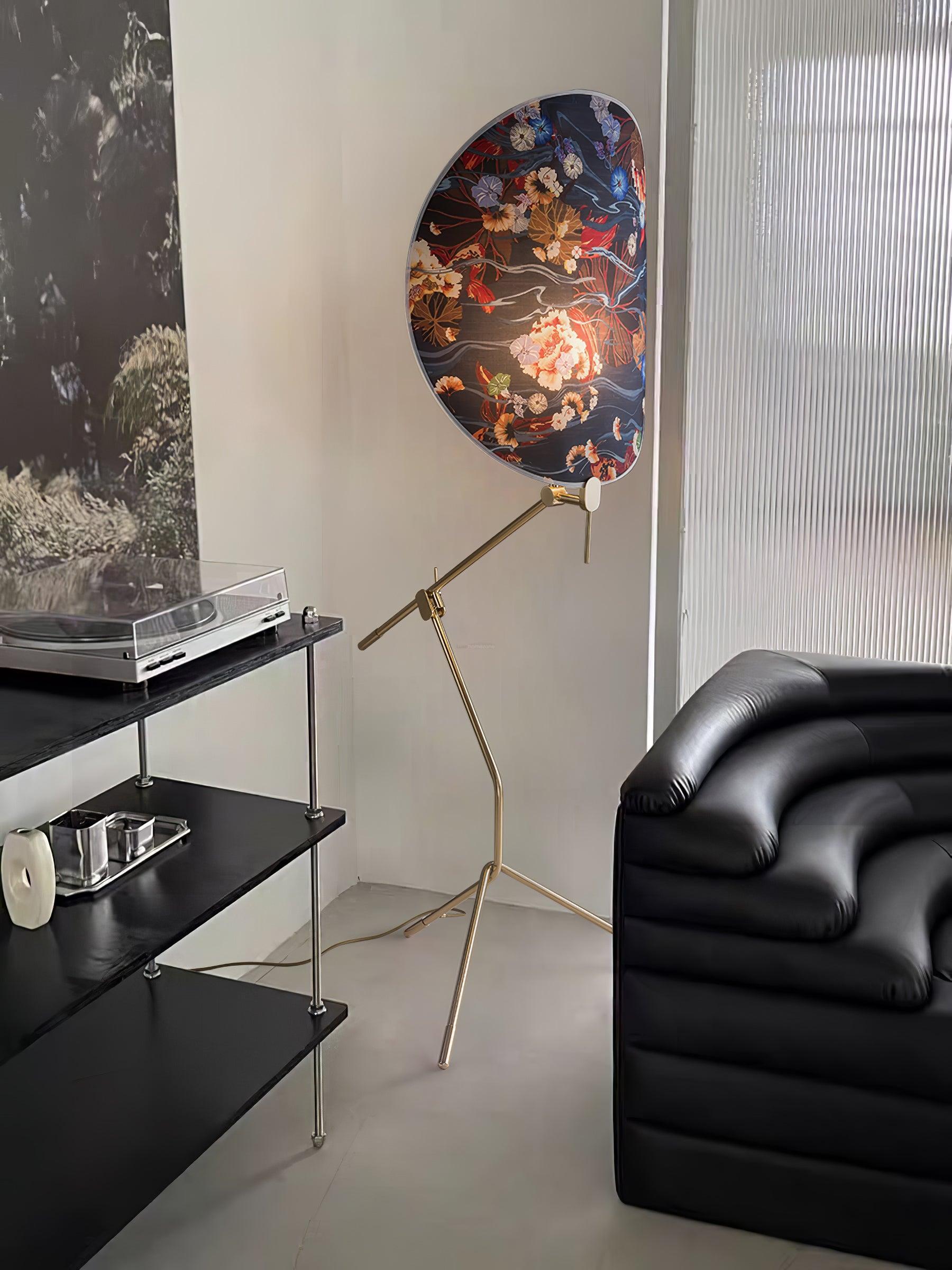 Floral Nocturne Floor Lamp ∅ 23.6″ - Drapery-1-Luxehomezone
