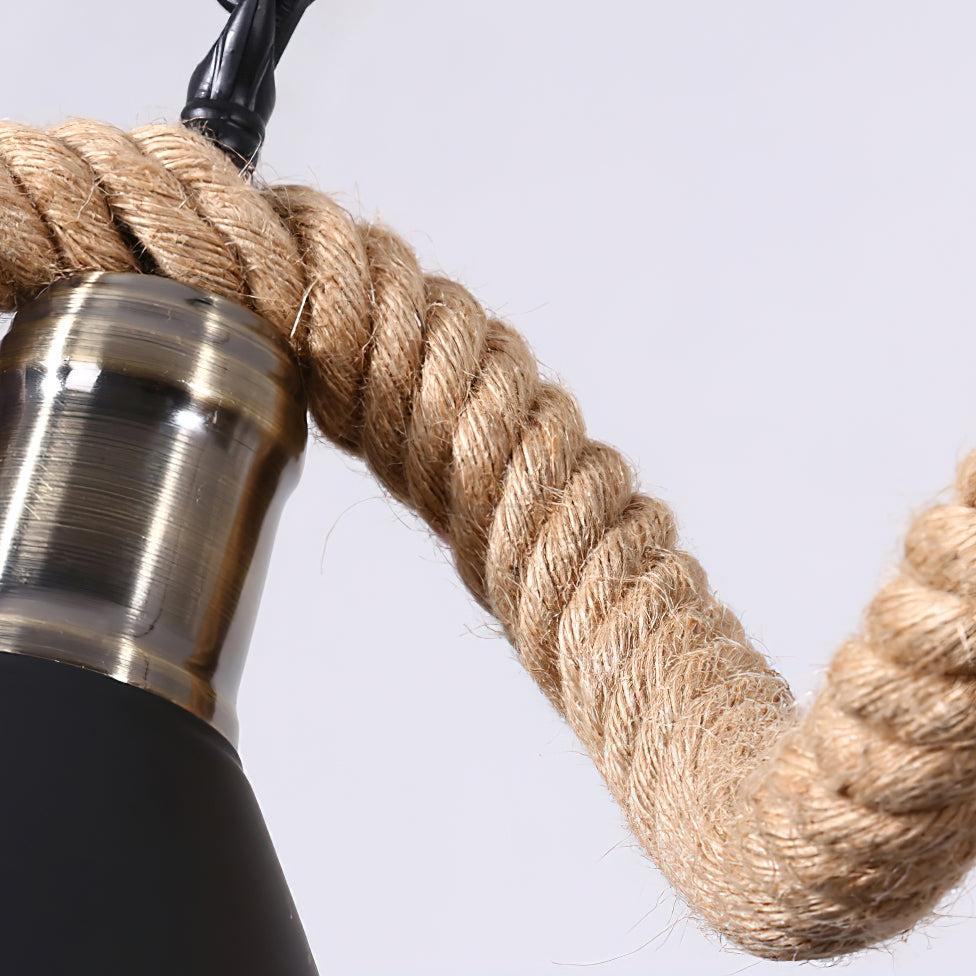 Hemp Rope Industrial Large Circle Chandelier ∅ 23.6″ - Candle-1-Luxehomezone