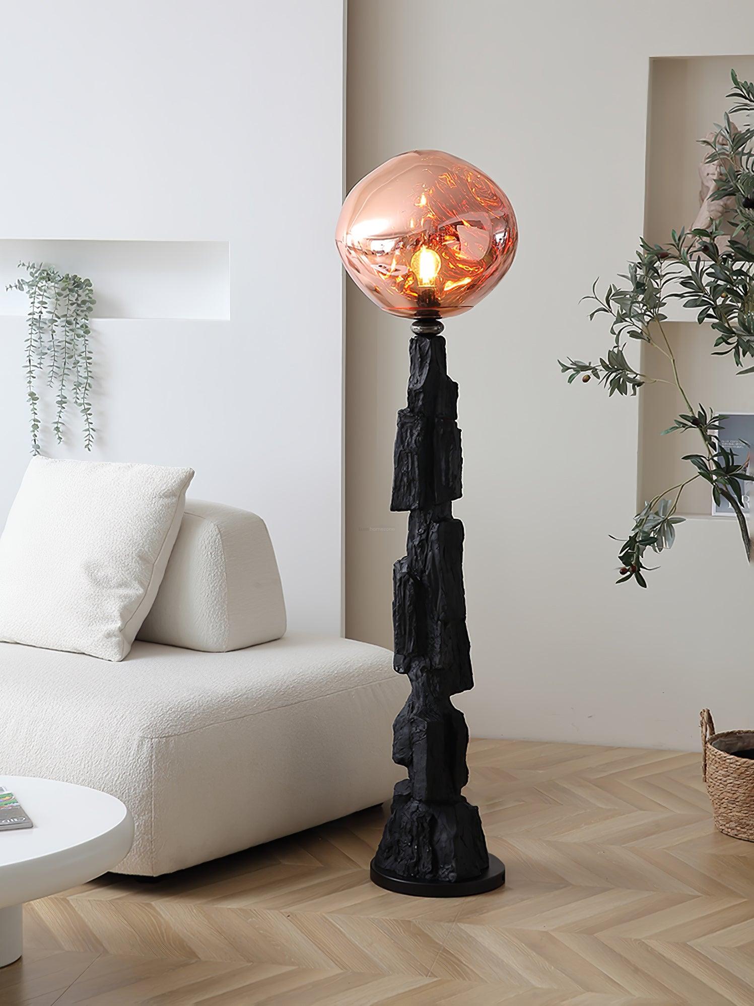 Lava Floor Lamp with Charcoal Color - Black  & Rose gold, Lava-1-Luxehomezone