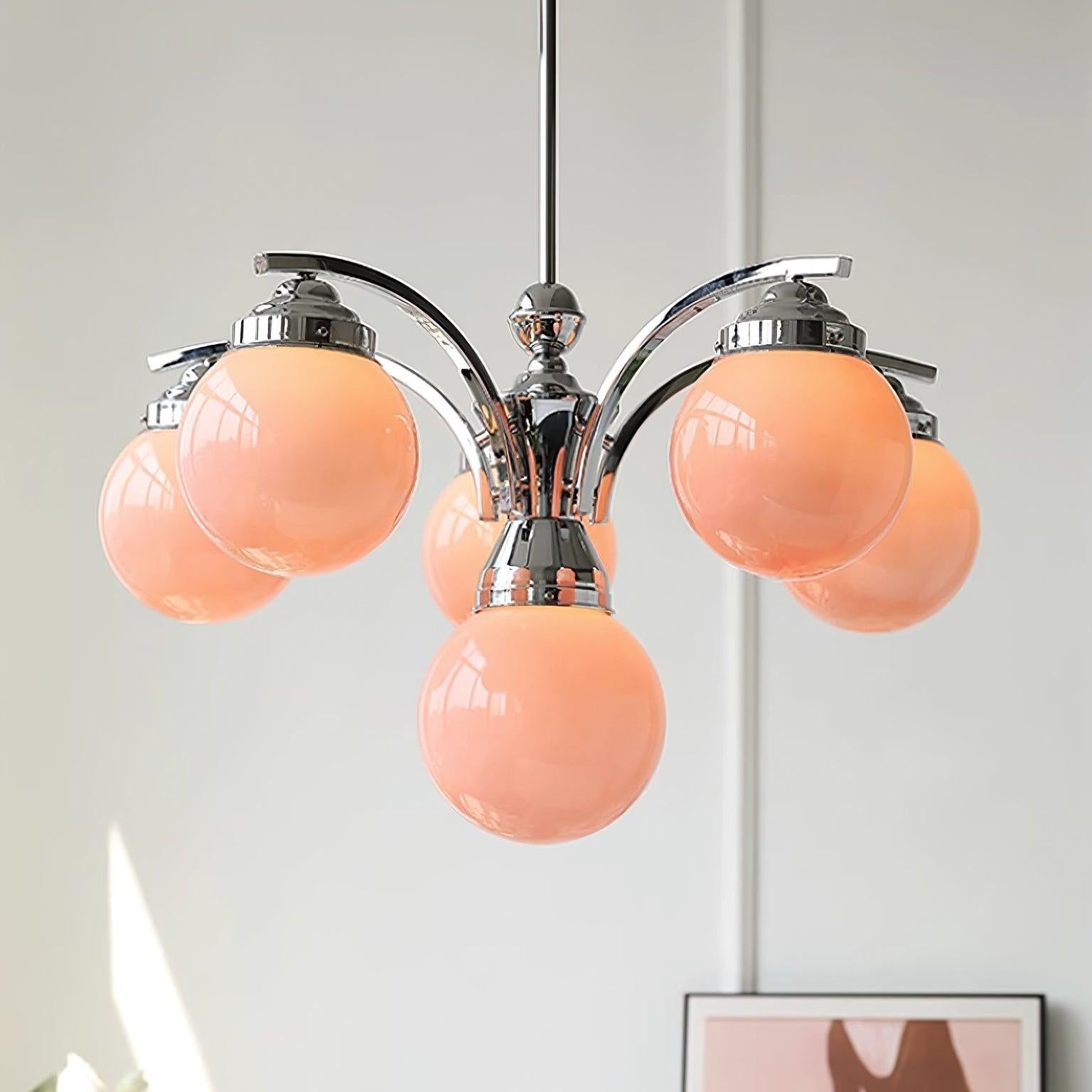 Pink Salamanca Chandelier with 4/6 heads - Glass Chandelier, Persimmon-1-Luxehomezone