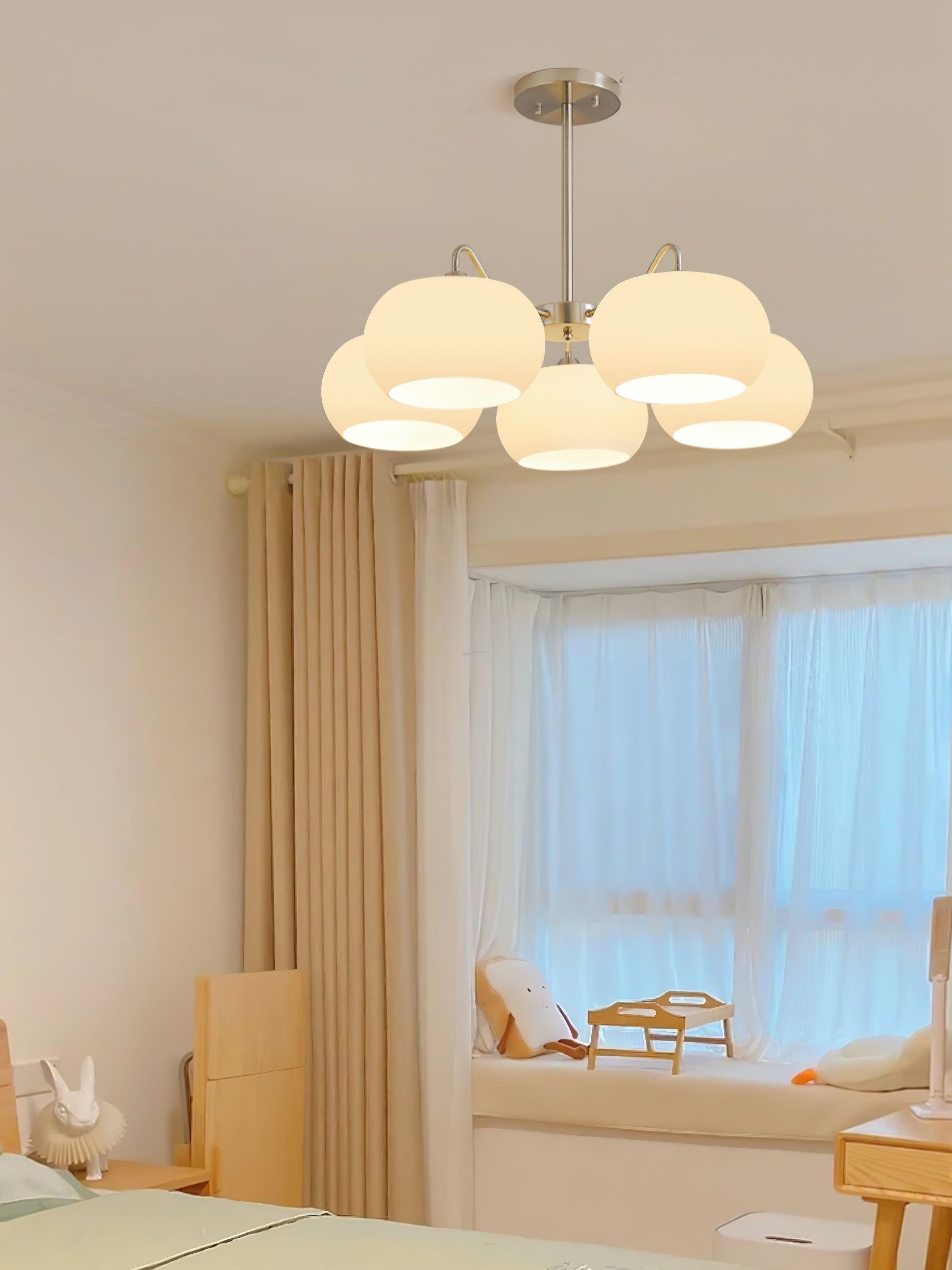 Nickel Glass Persimmon Chandelier with 3/5 heads - Glass Chandelier, Optimized, Persimmon-1-Luxehomezone