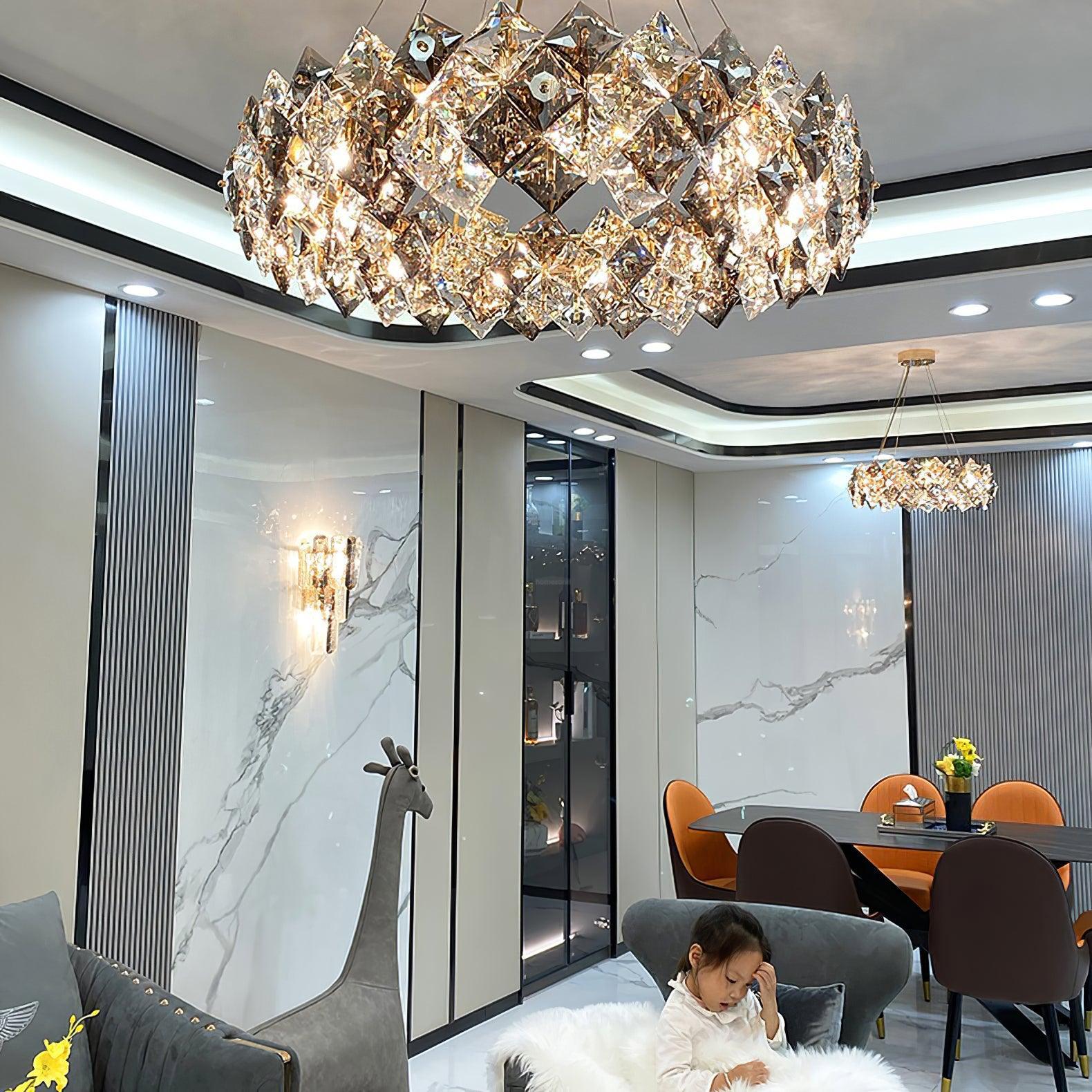 Scale Crystal Round Chandelier Φ 23.6″ - Luxehomezone