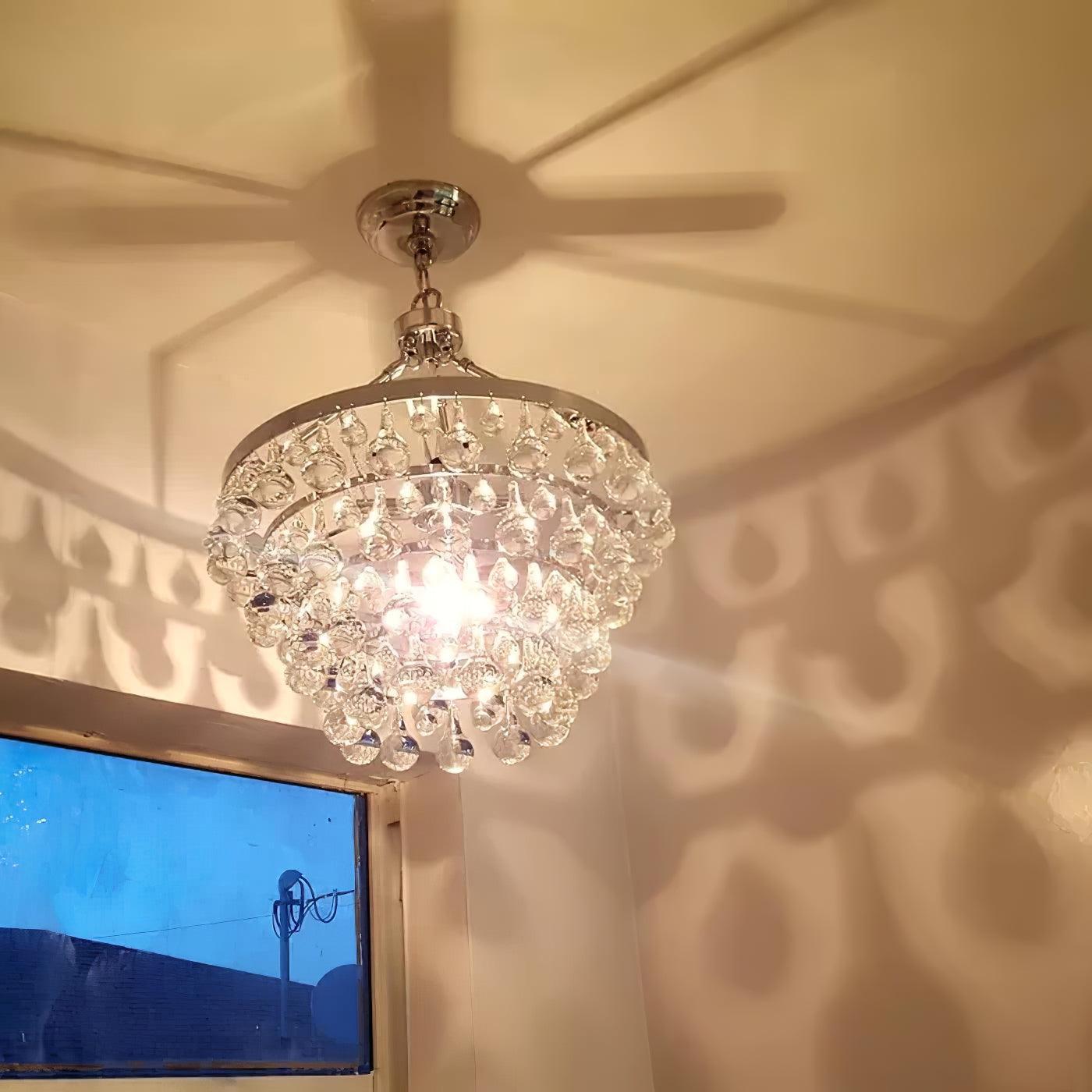 Unique Tiered Crystal Chandelier Φ 15.7″ - Crystals-1-Luxehomezone