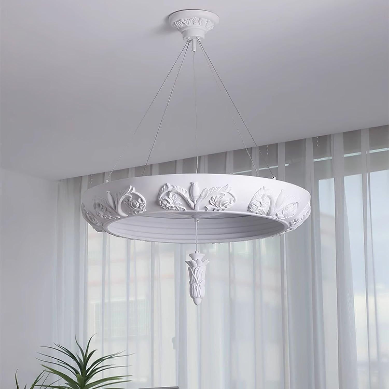 Artistic Carved Plaster Chandelier ∅ 23.6″~∅ 31.5″ - Alabaster-1-Luxehomezone