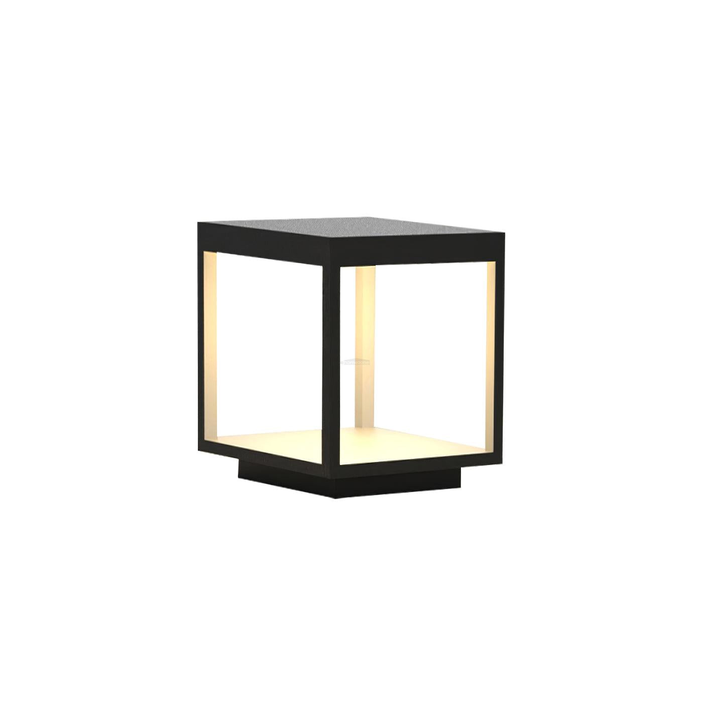 Square Frame Fence Post Garden Table Lamp - Black, Cub, Cube-1-Luxehomezone