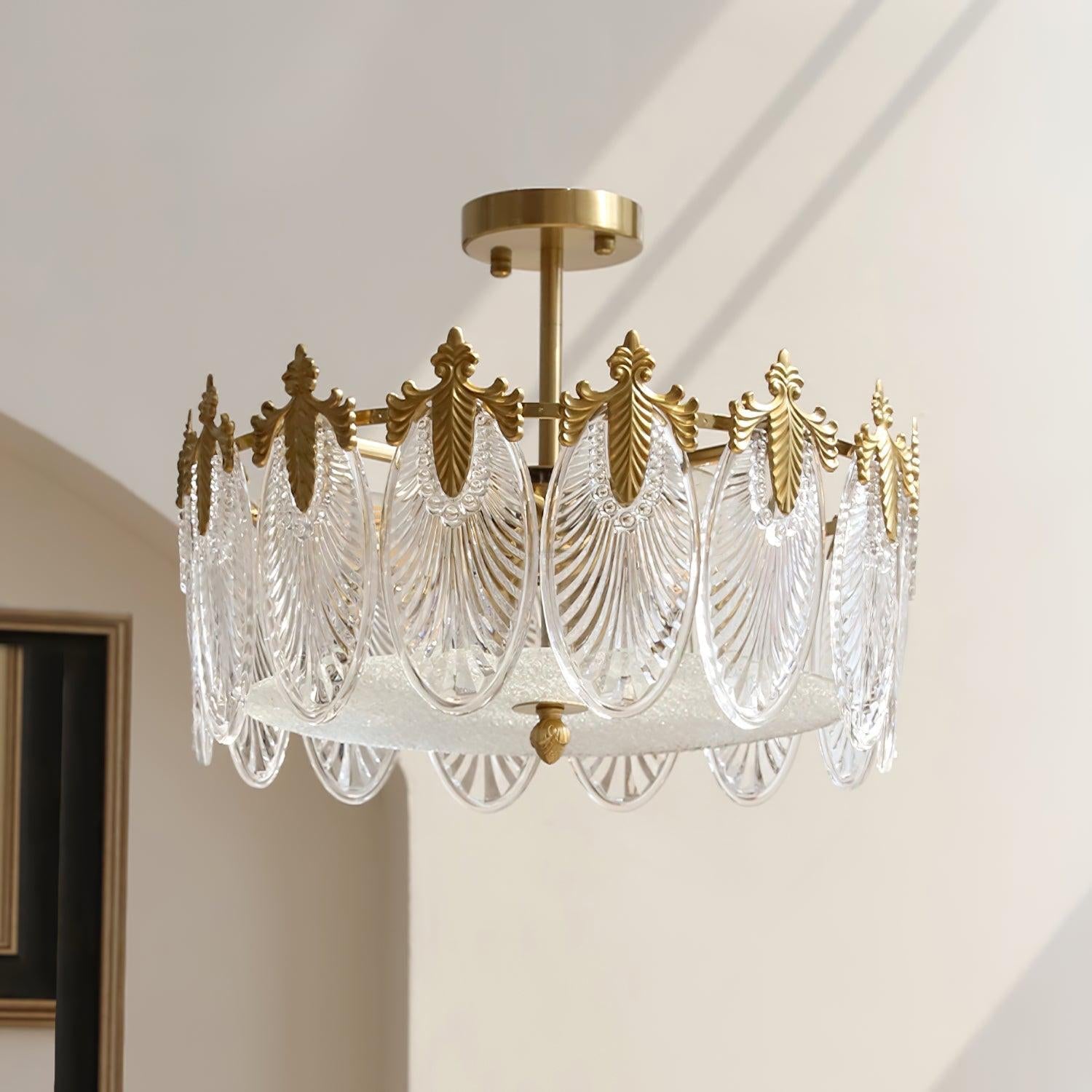 Decorative Pattern Glass Round Chandelier with 5/6/8 heads - Cylinder-1-Luxehomezone