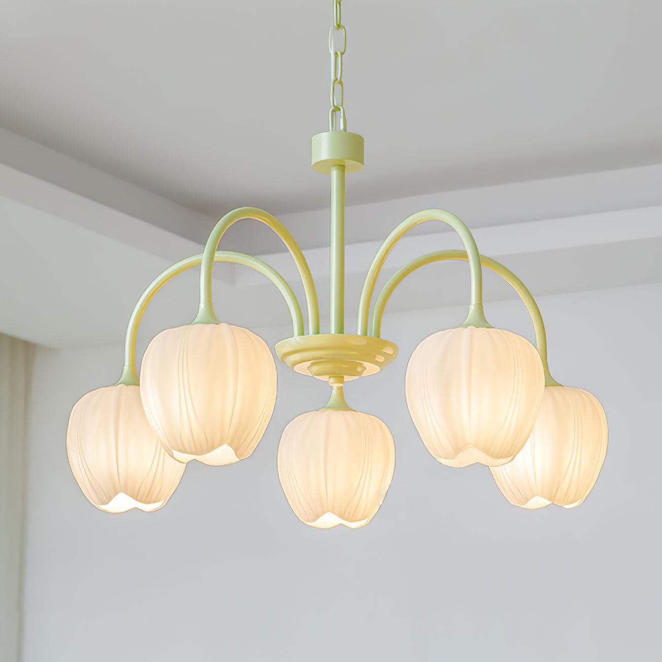 Tulip Matcha Chandelier with 5/6/8 heads - Luxehomezone