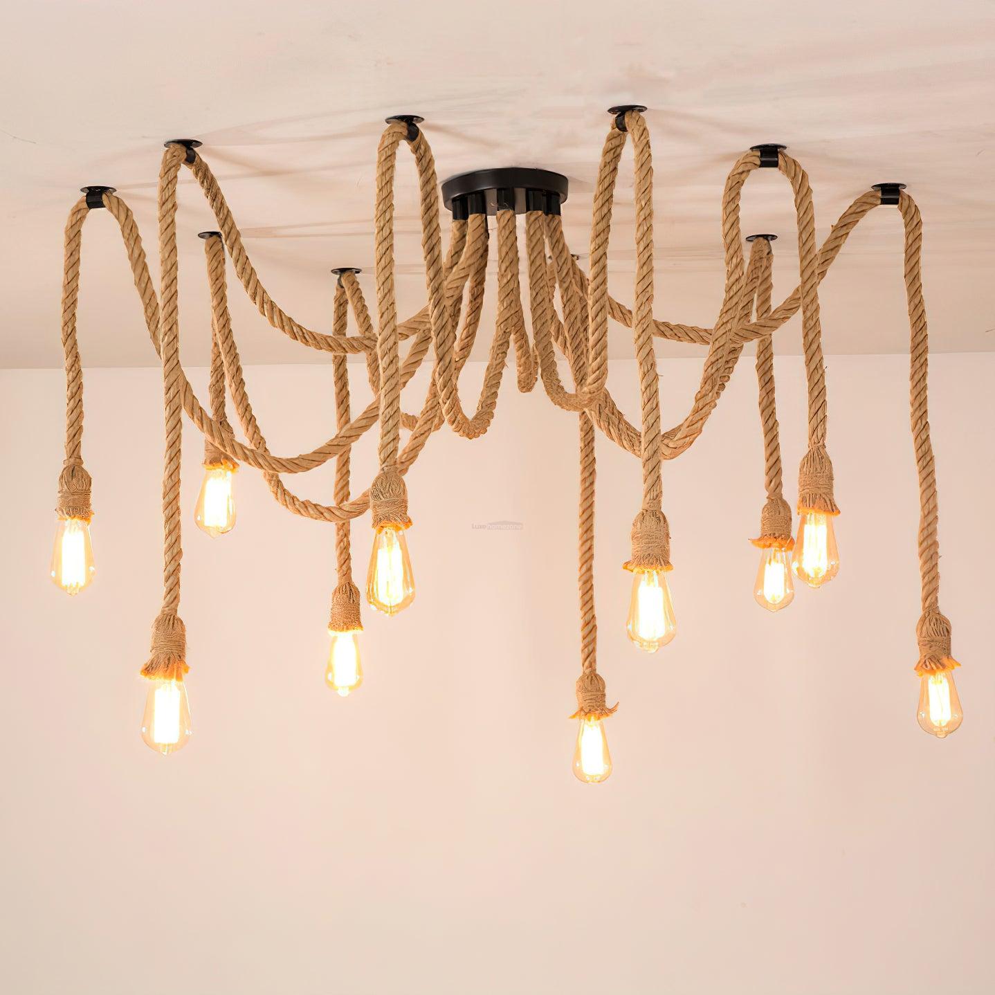 Hemp Rope Scattered Flower Chandelier ∅ 59.1″ - Luxehomezone