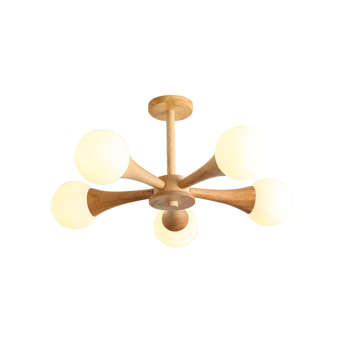 Wooden Nera Chandelier with 3/4/5 heads - Wood, Wood & White-1-Luxehomezone