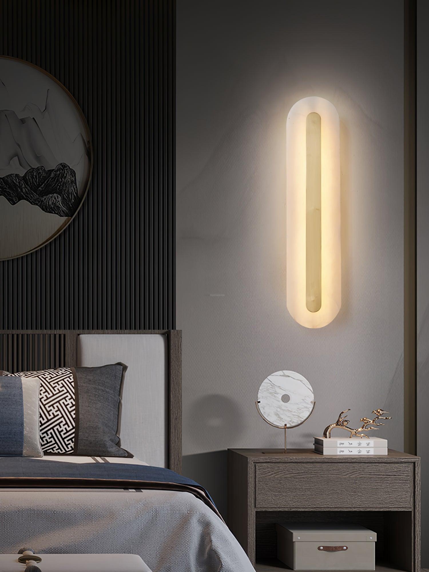 Alabaster Rounded Wall Sconce - Alabaster, Alabaster Wall Lamp-1-Luxehomezone
