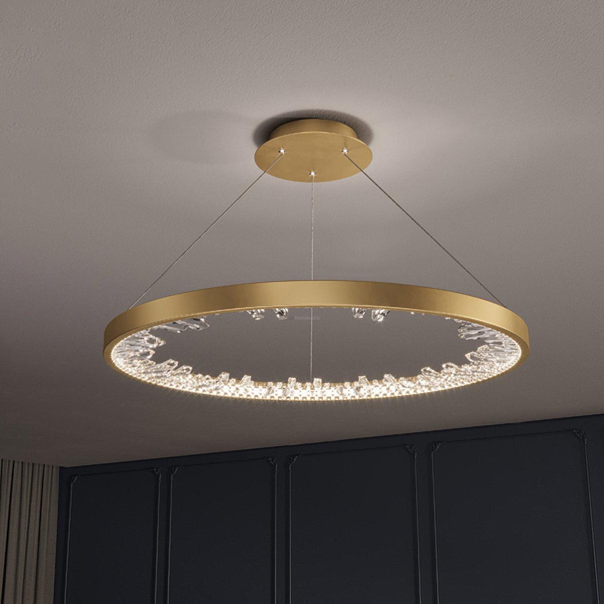 Luxury Circle Crystal Chandelier ∅ 15.7″ - Crystals-1-Luxehomezone
