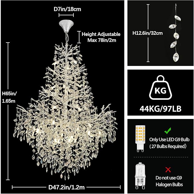 Solara Round Tree Branch Chandelier 47"